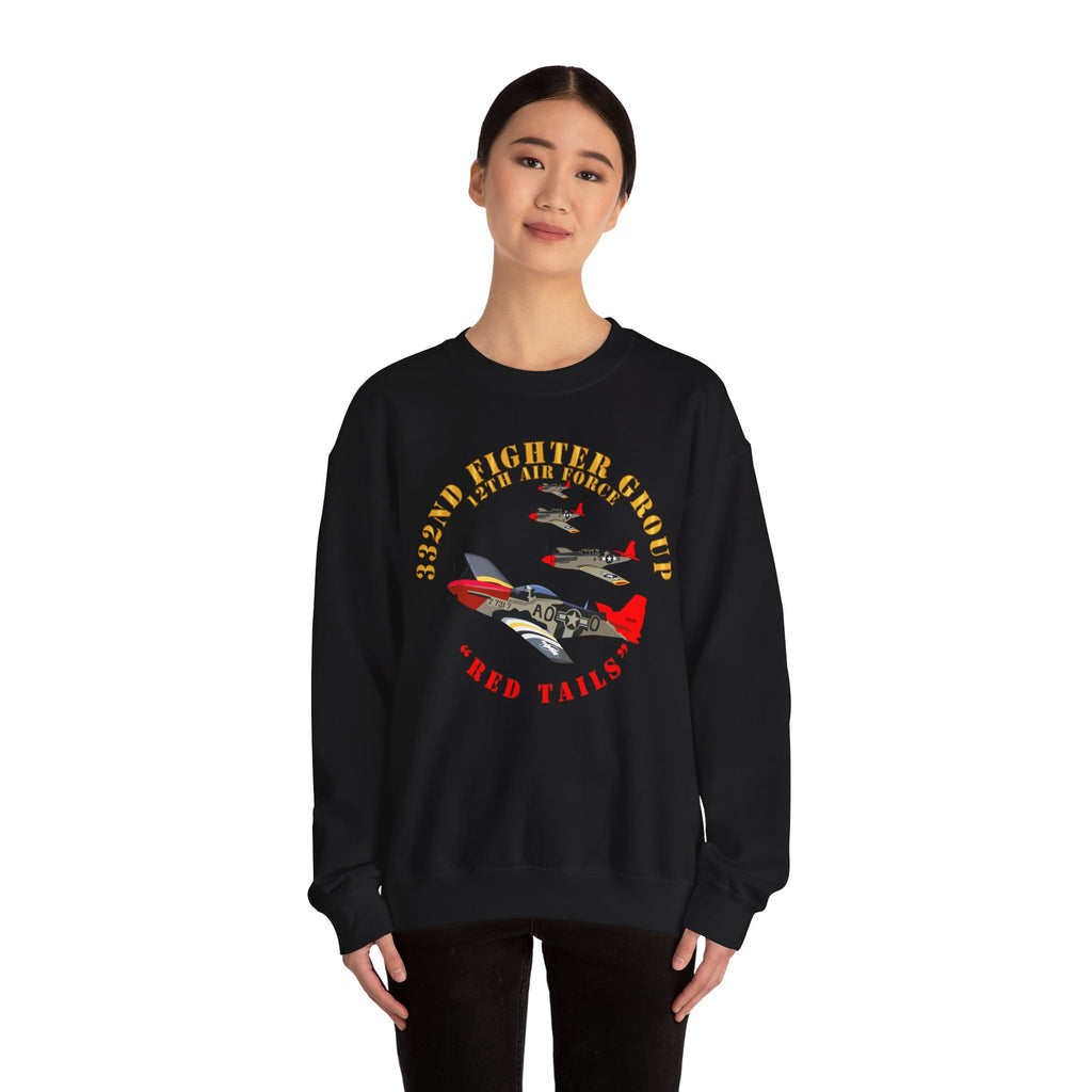 Crewneck Sweatshirt - Army - AAC - 332nd Fighter Group - 12th AF - Red Tails v1