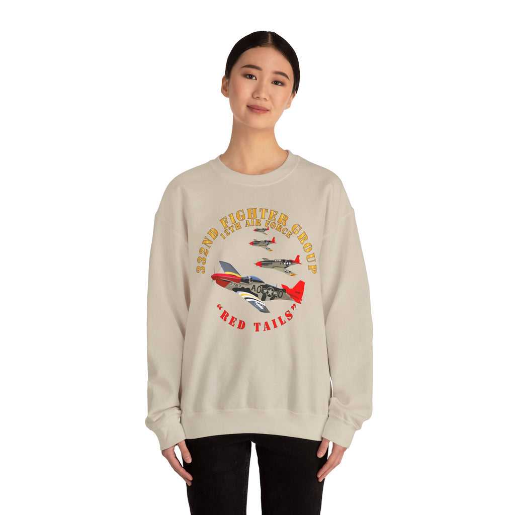Crewneck Sweatshirt - Army - AAC - 332nd Fighter Group - 12th AF - Red Tails v1