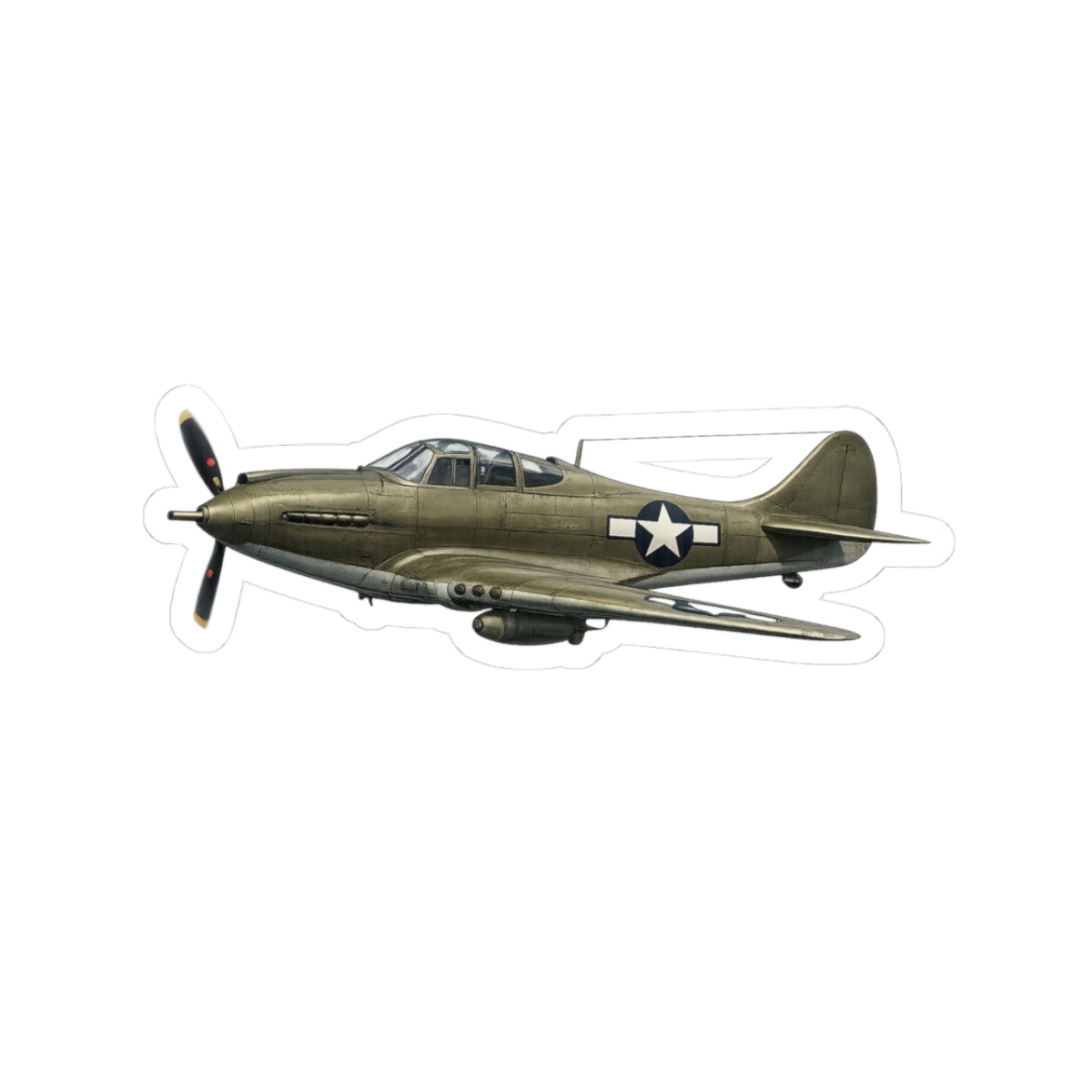 Kiss-Cut Stickers - WWII - Fighter Aircraft - P-39 Airacobra - Profile - Left