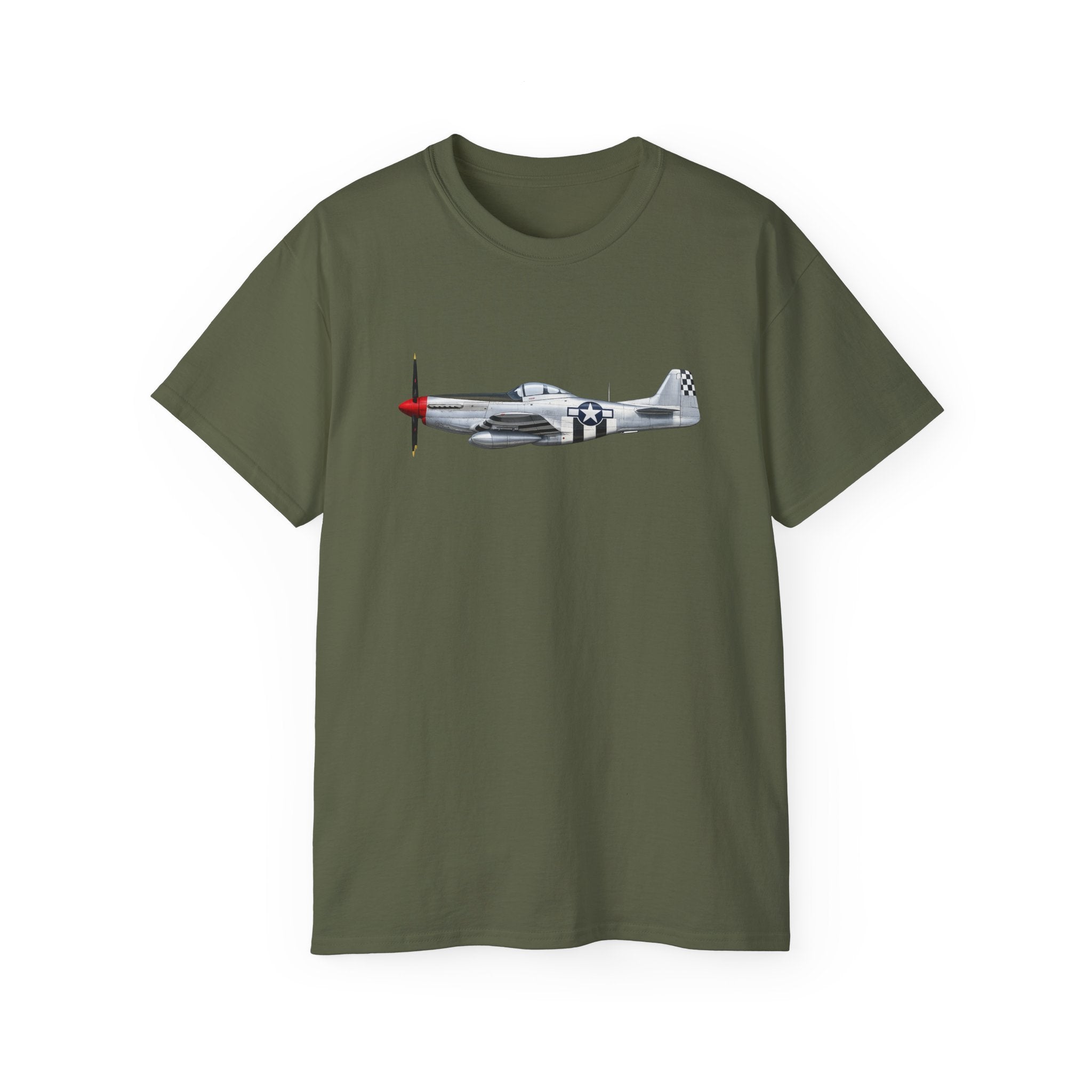 Unisex Ultra Cotton Tee - WWII - Fighter Aircraft - P- 51 Mustang - Profile - Right