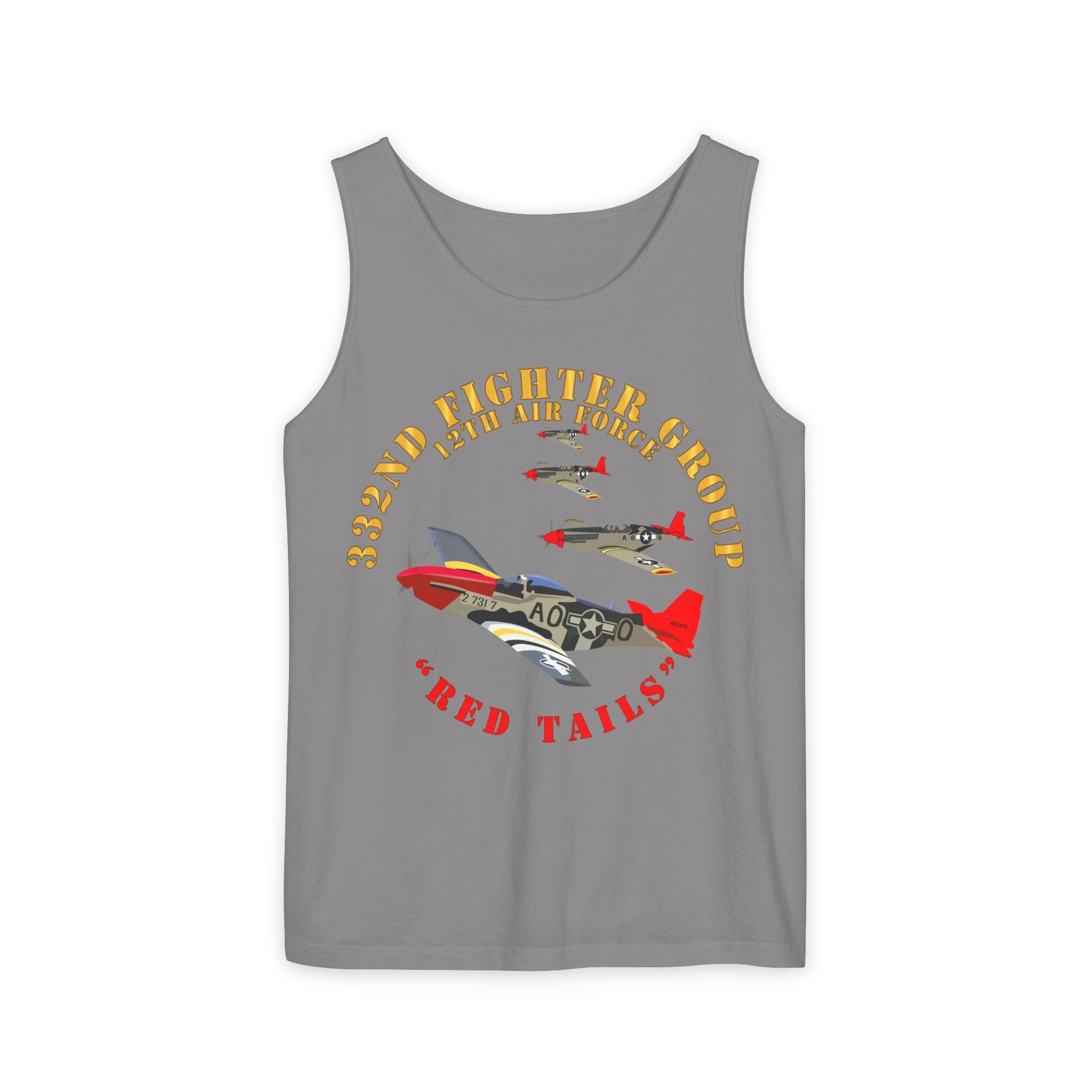 Unisex Garment-Dyed Tank Top - Army - AAC - 332nd Fighter Group - 12th AF - Red Tails v1