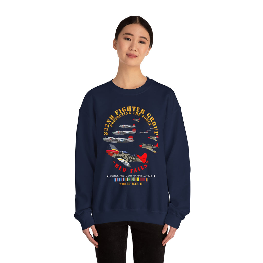Crewneck Sweatshirt - Army - AAC - 332nd Fighter Group - Red Tails - Protect Force