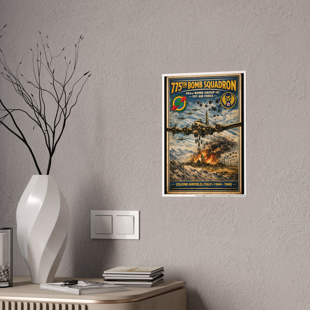 775th Bomb Squadron Vintage Air Force Tribute Poster Print - Gloss Poster - Celone Airfield