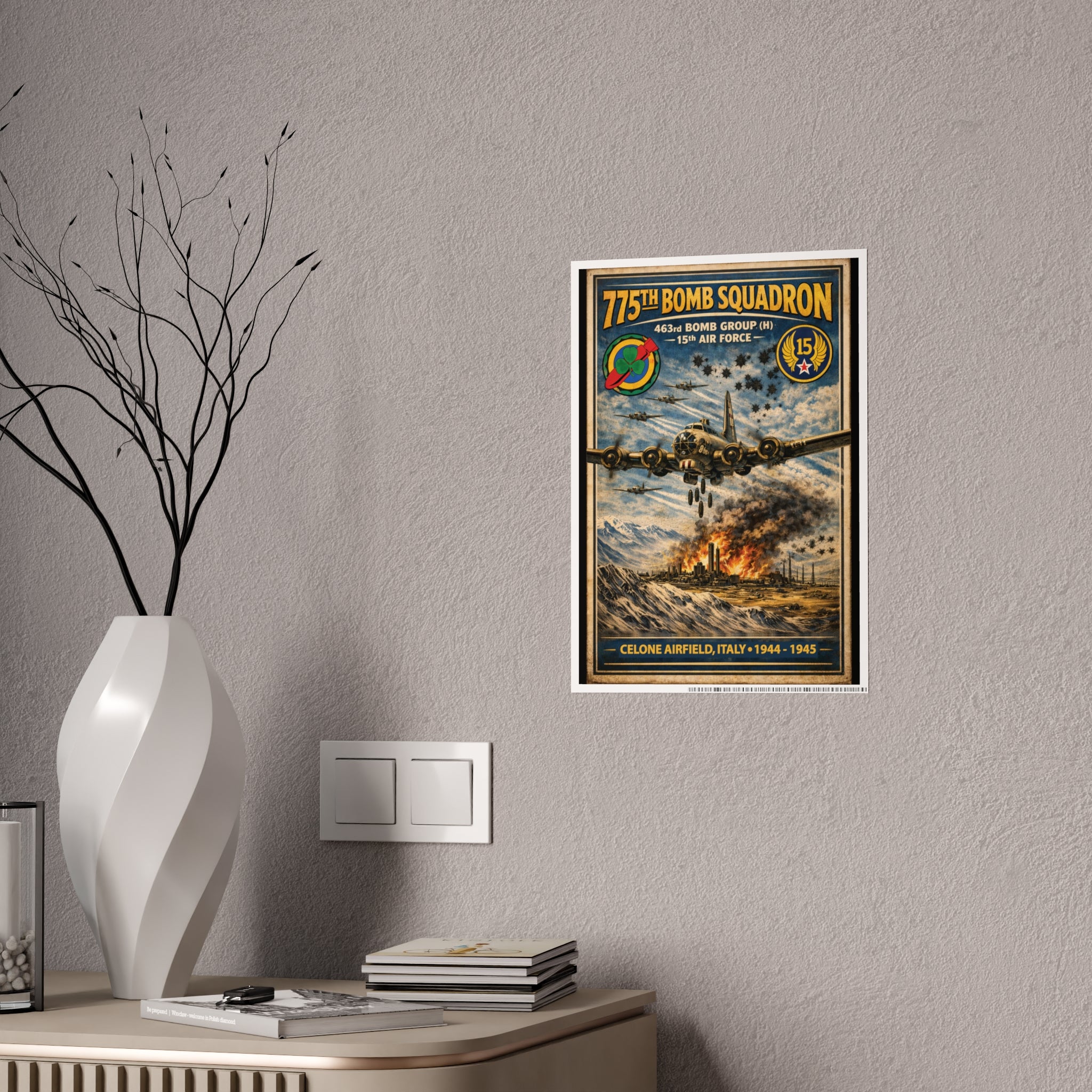 775th Bomb Squadron Vintage Air Force Tribute Poster Print - Gloss Poster - Celone Airfield