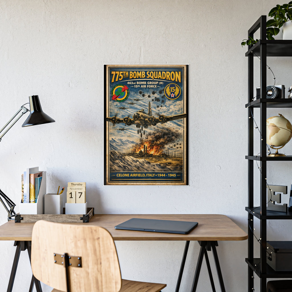 775th Bomb Squadron Vintage Air Force Tribute Poster Print - Gloss Poster - Celone Airfield