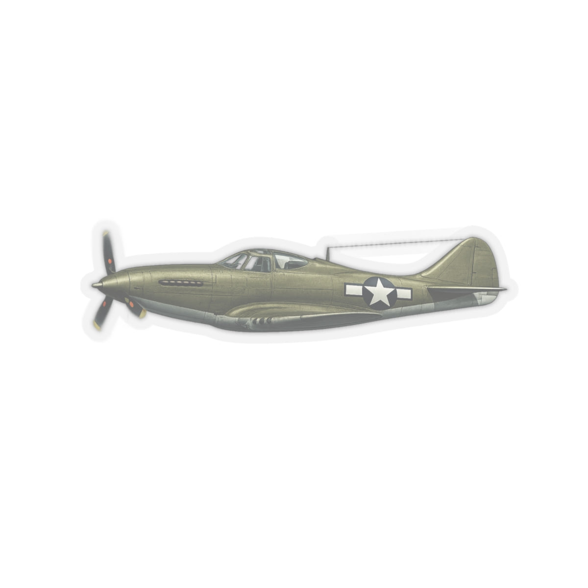 Kiss-Cut Stickers - WWII - Fighter Aircraft - P-63 Kingcobra - Profile - Left - In-Flight