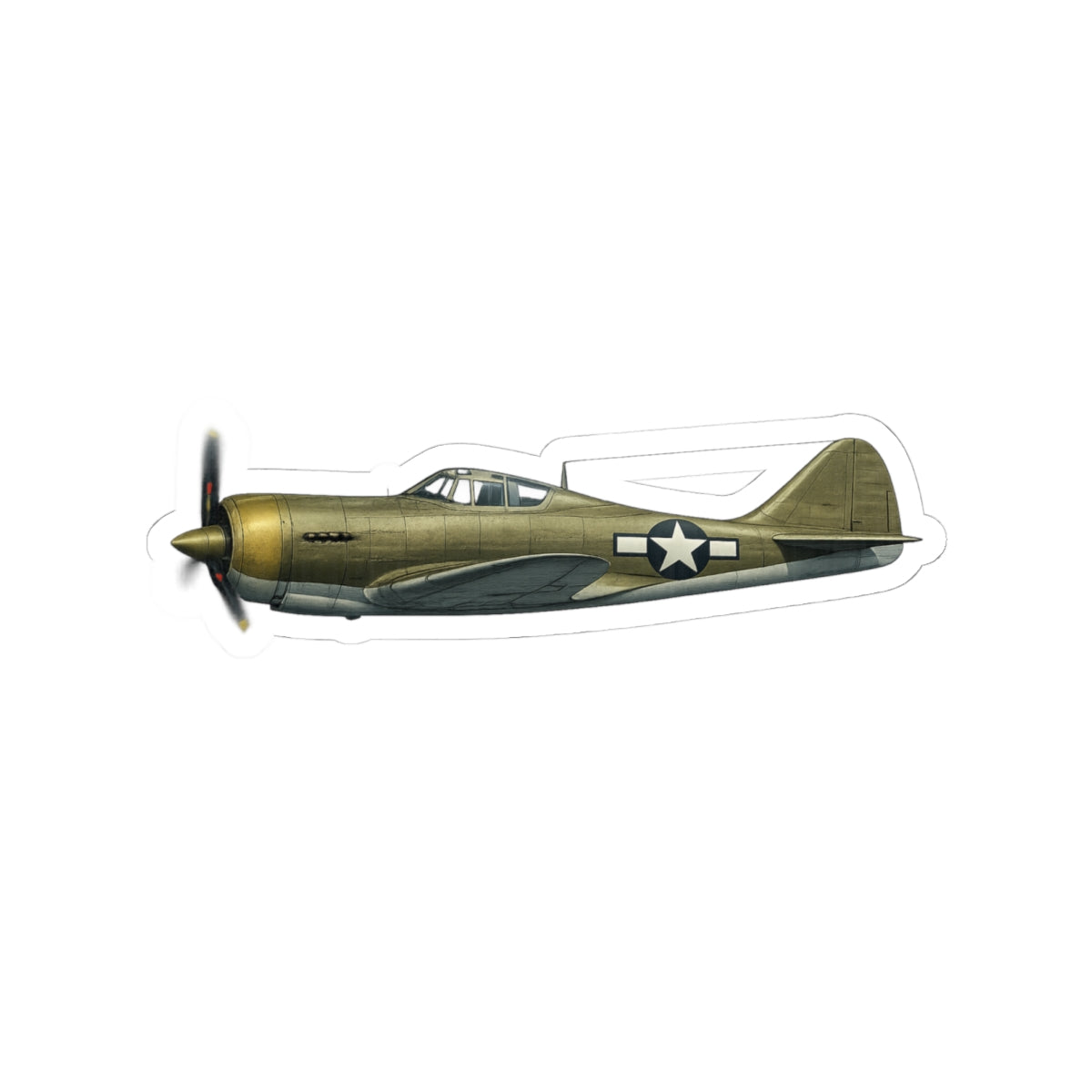 Kiss-Cut Stickers - WWII - Fighter Aircraft - P-36 Hawk - Profile - Left - Inflight