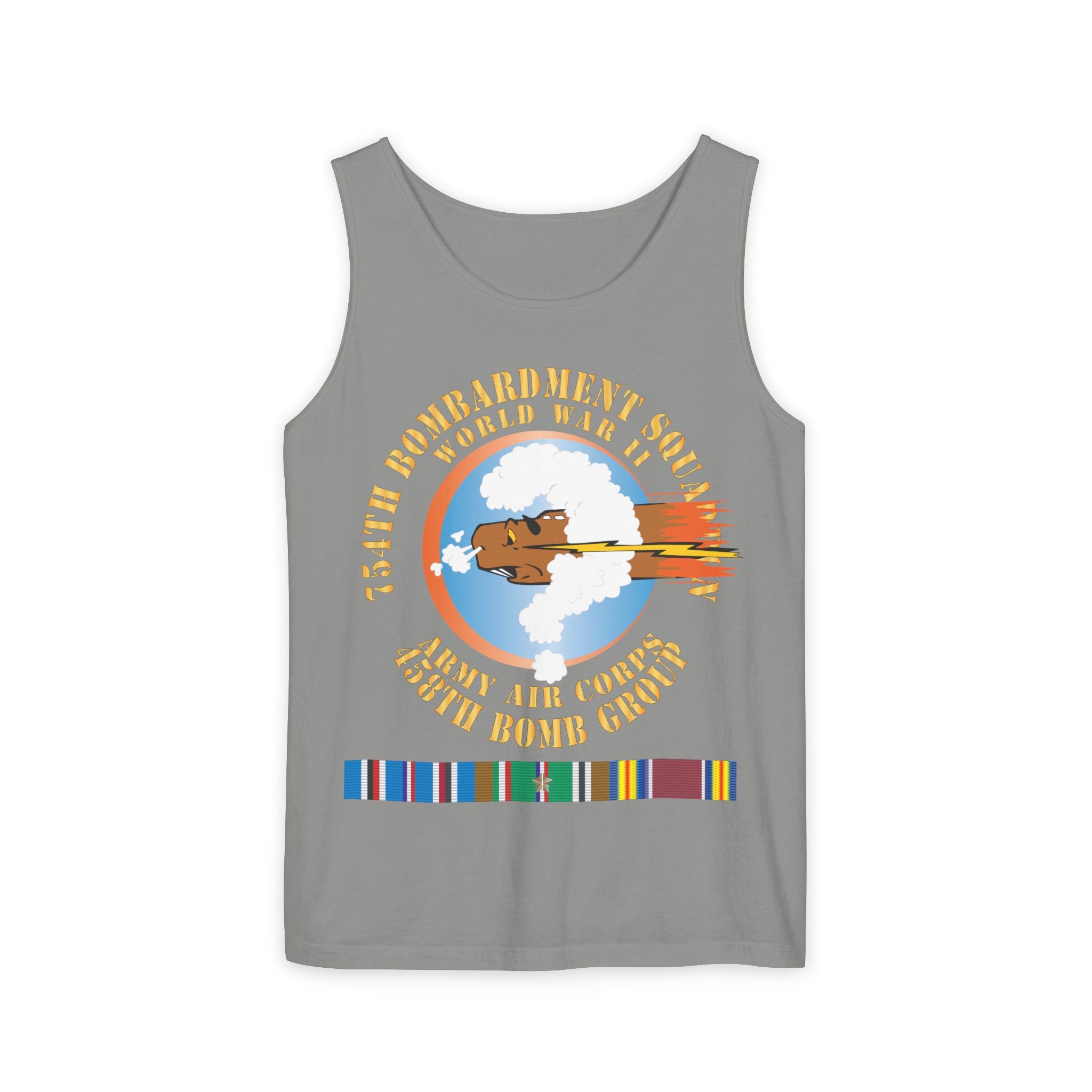 Unisex Garment-Dyed Tank Top - AAC - 754th Bombardment Squadron - 458th Bomb Group - WWII w EUR SVC X 300
