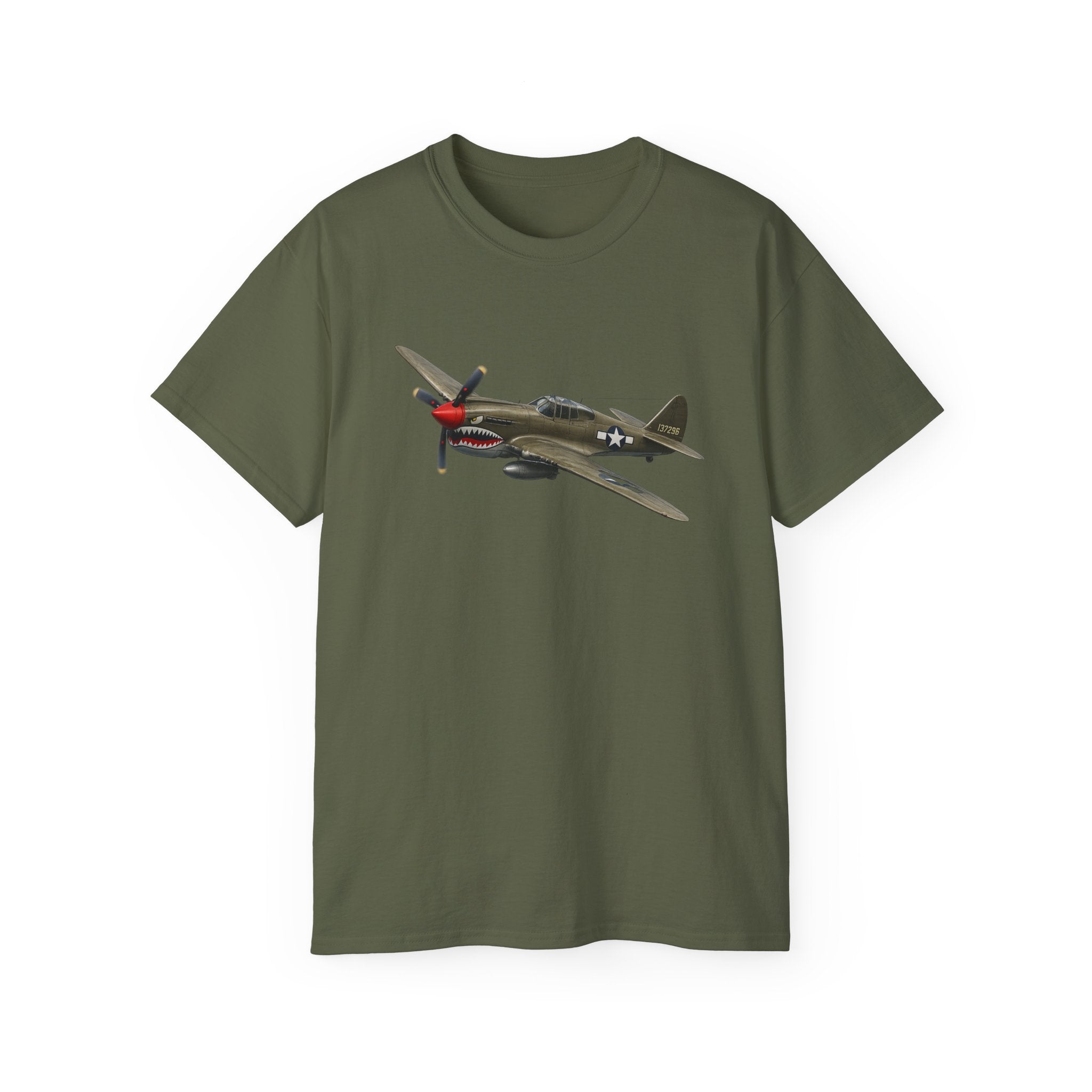 Unisex Ultra Cotton Tee - WWII - Fighter Aircraft - P-40 Warhawk - Profile - Banking Turn