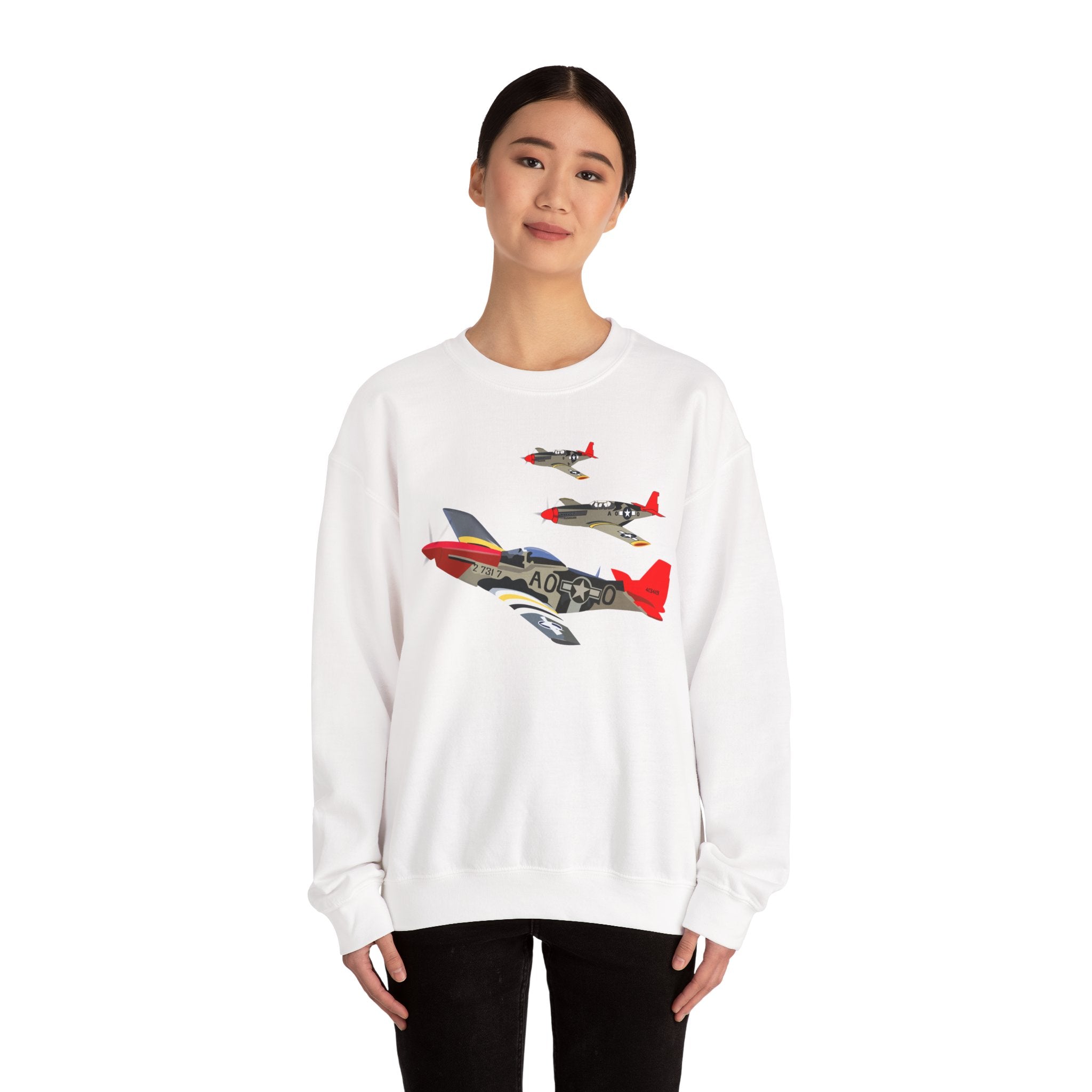 Crewneck Sweatshirt - Army - AAC - 332nd Fighter Group - 12th AF - Red Tails wo Txt