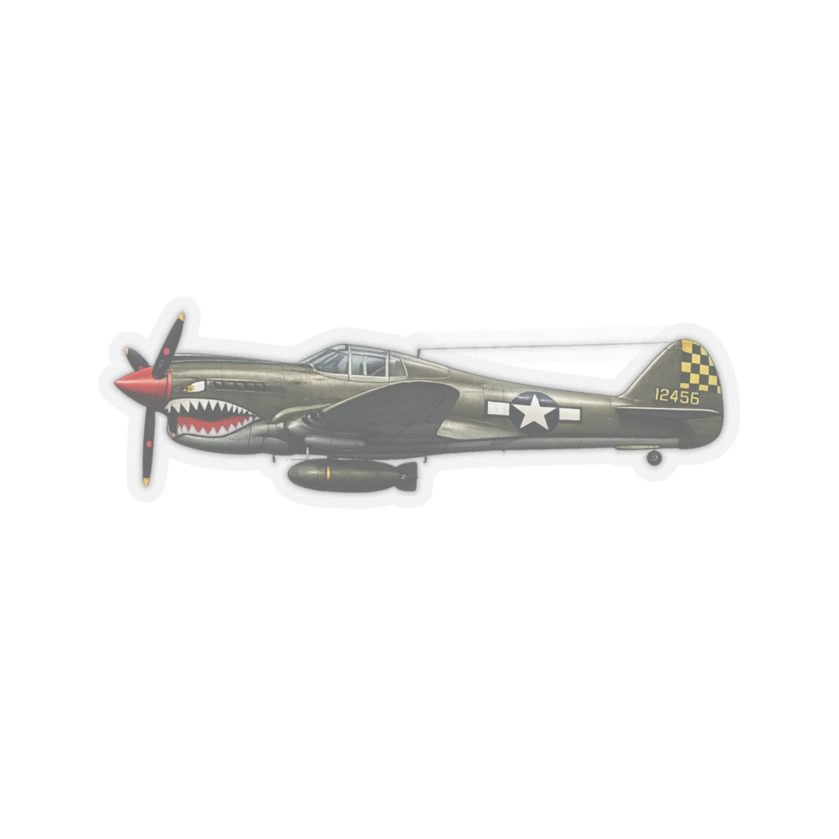 Kiss-Cut Stickers - WWII - Fighter Aircraft - P-40 Warhawk - Profile - Left