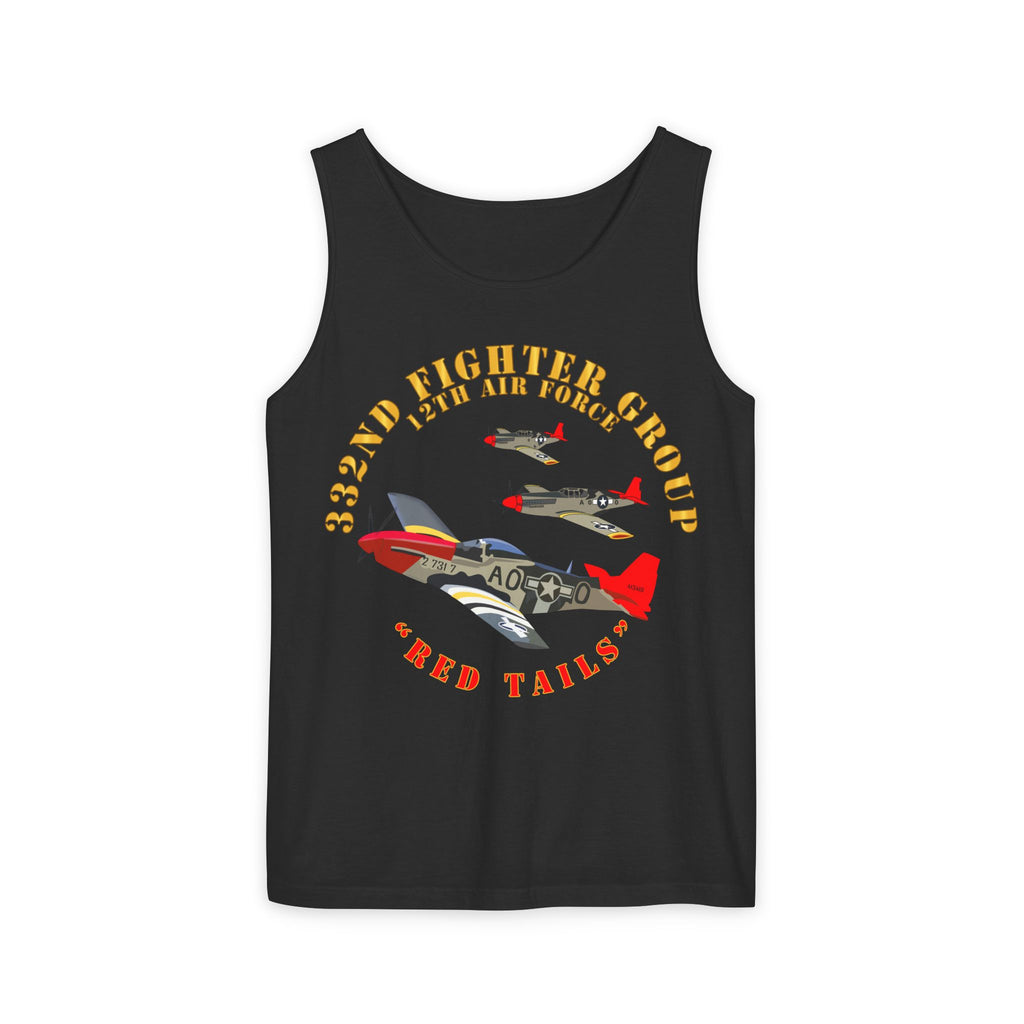 Unisex Garment-Dyed Tank Top - Army - AAC - 332nd Fighter Group - 12th AF - Red Tails