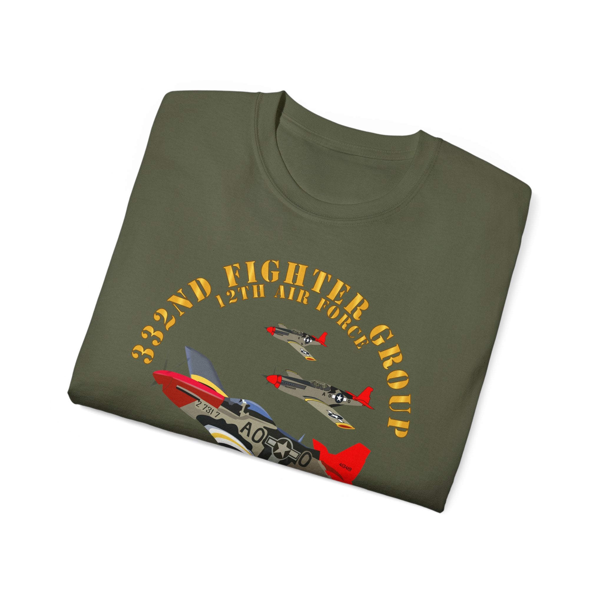 Unisex Ultra Cotton Tee - Army - AAC - 332nd Fighter Group - 12th AF - Red Tails
