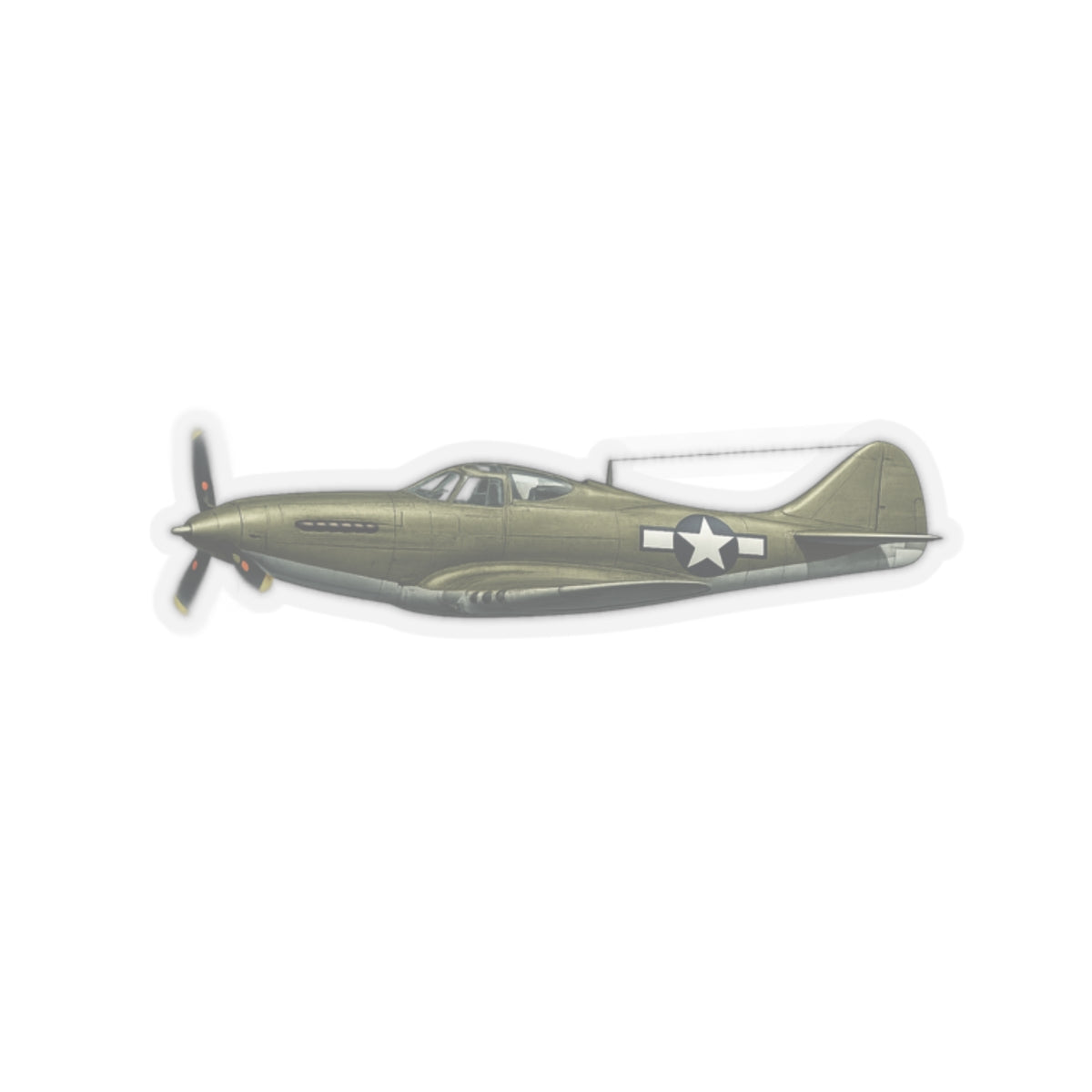 Kiss-Cut Stickers - WWII - Fighter Aircraft - P-63 Kingcobra - Profile - Left - In-Flight