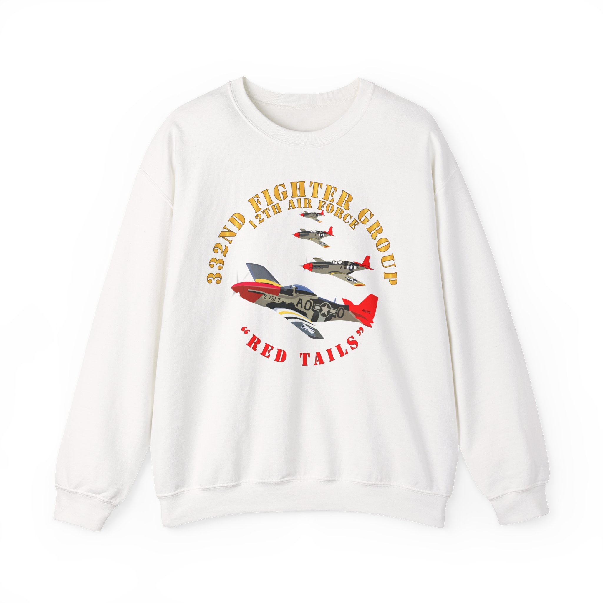 Crewneck Sweatshirt - Army - AAC - 332nd Fighter Group - 12th AF - Red Tails v1