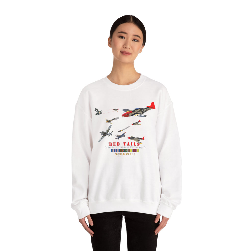 Crewneck Sweatshirt - Army - AAC - 332nd Fighter Group - Red Tails - At War