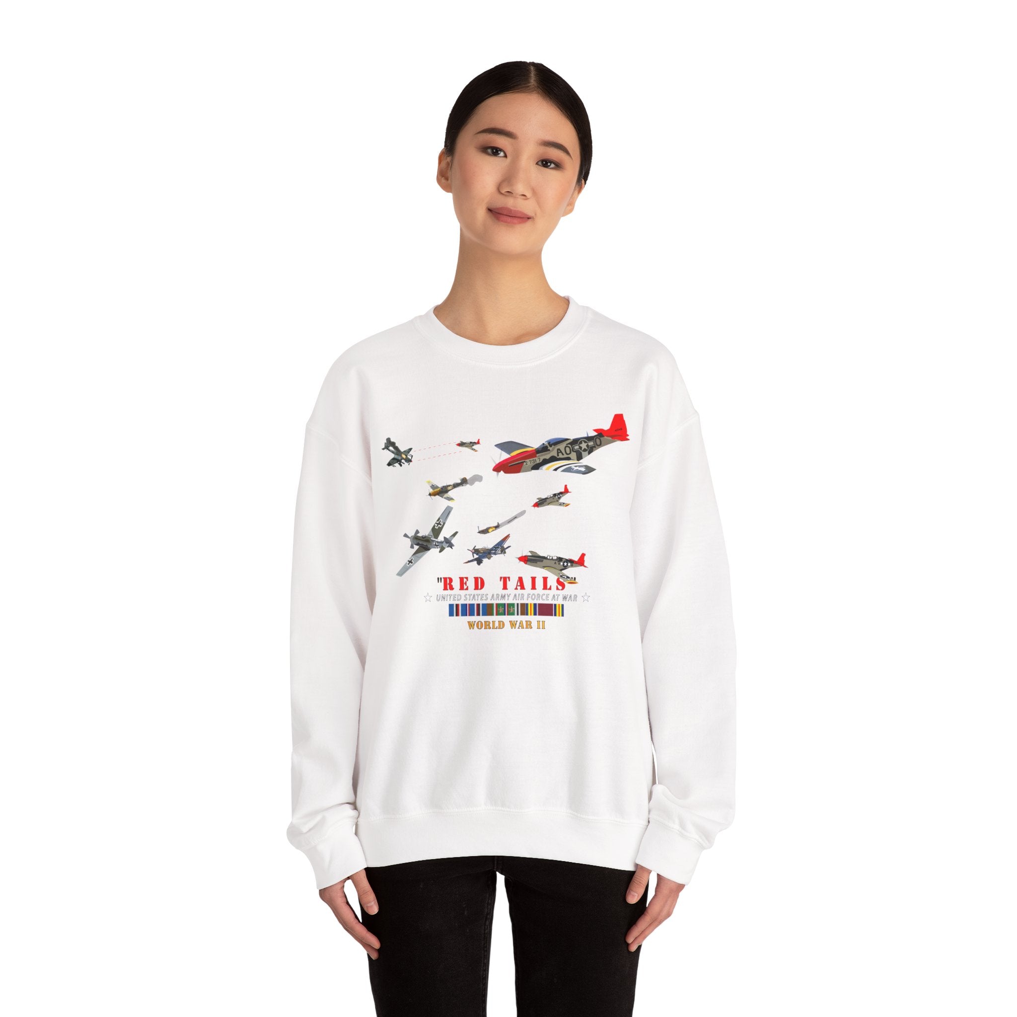Crewneck Sweatshirt - Army - AAC - 332nd Fighter Group - Red Tails - At War