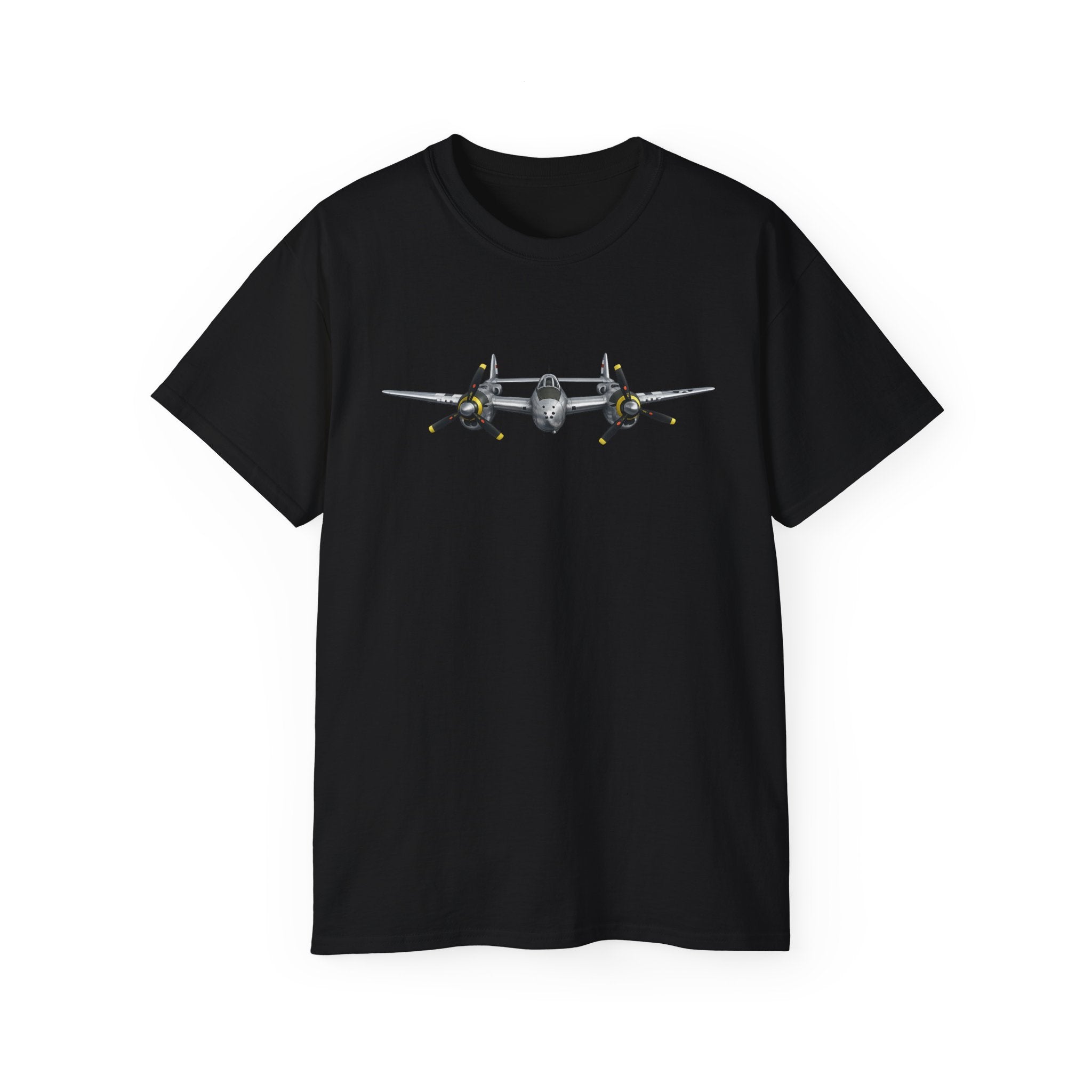 Unisex Ultra Cotton Tee - WWII - Fighter Aircraft - P-38 Lightning - Profile - Head On