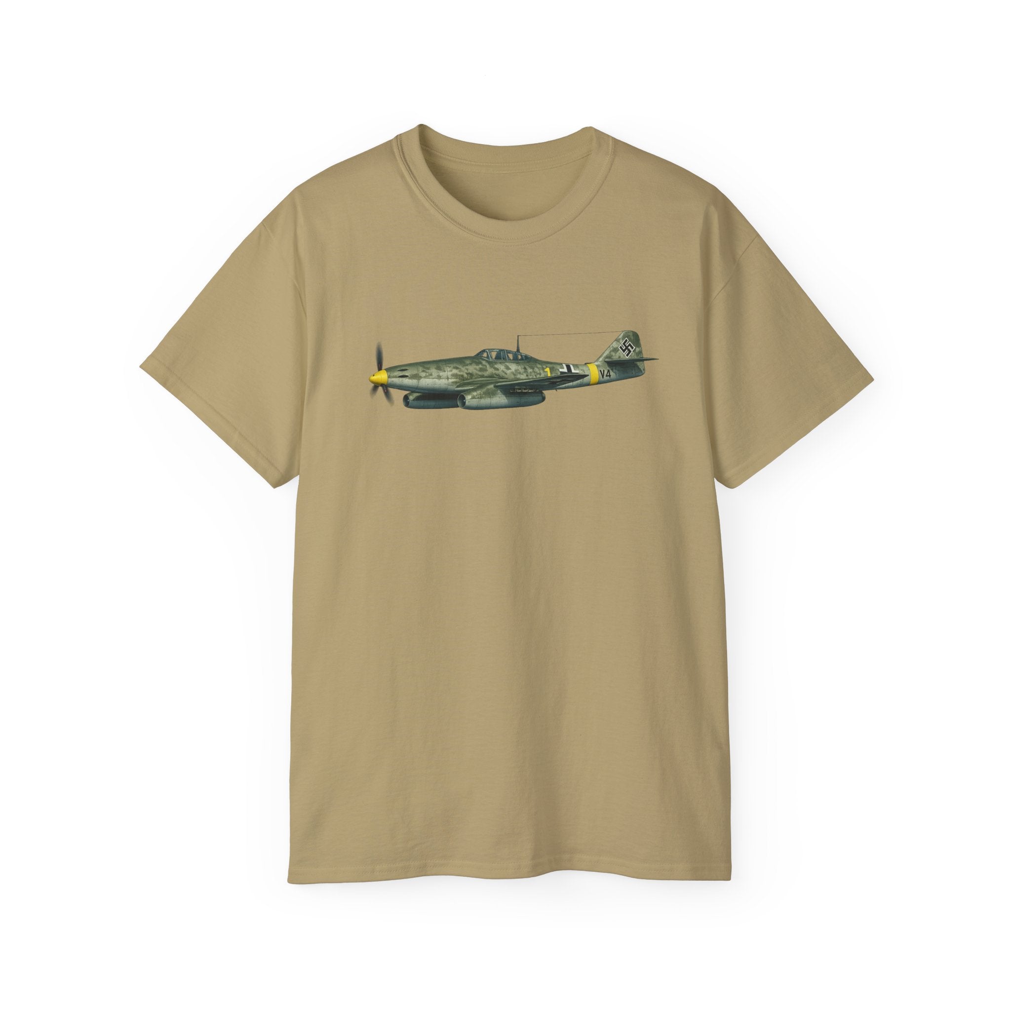Unisex Ultra Cotton Tee - WWII - Fighter Aircraft - Messerschmitt Me 262 - Profile - Left - In Flight
