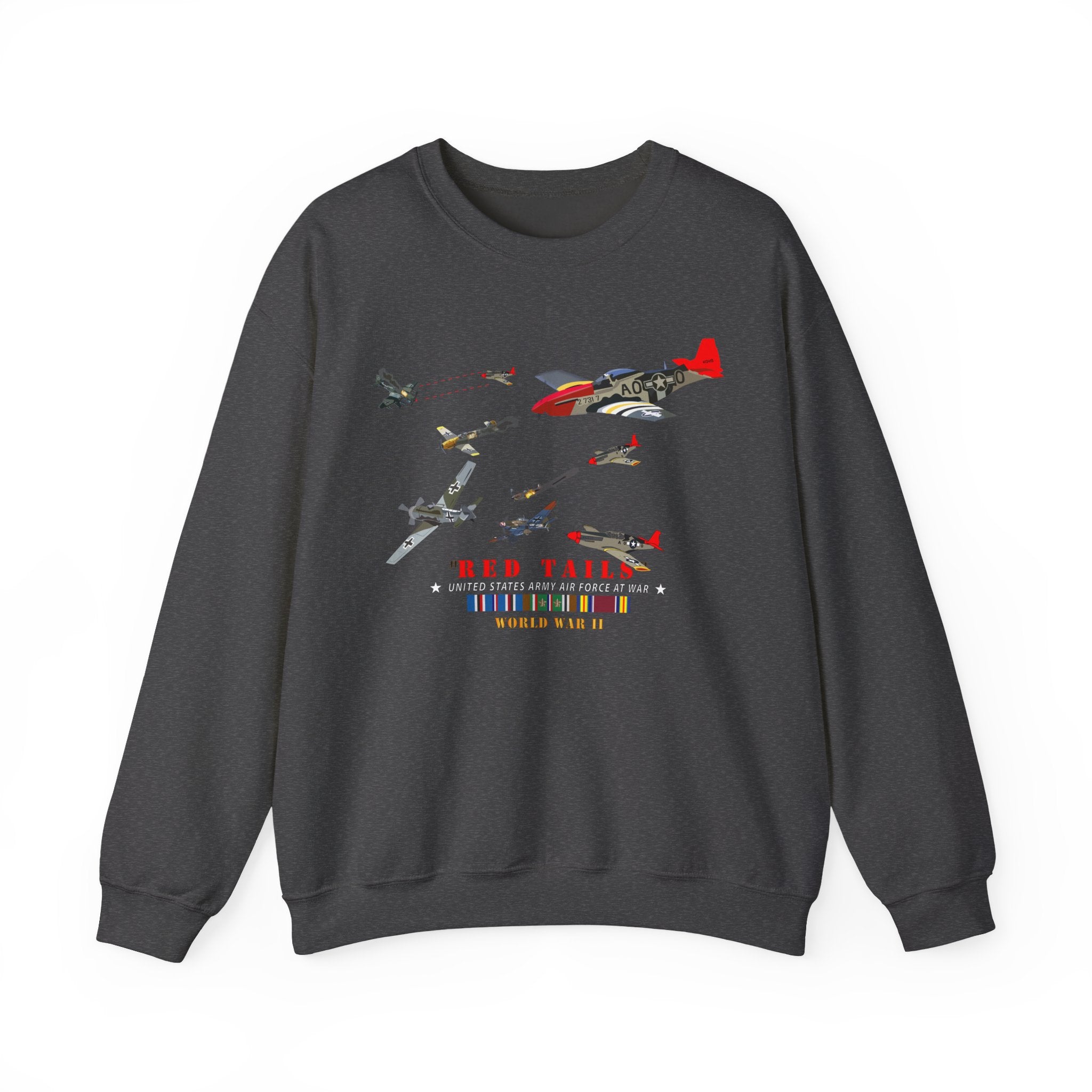 Crewneck Sweatshirt - Army - AAC - 332nd Fighter Group - Red Tails - At War