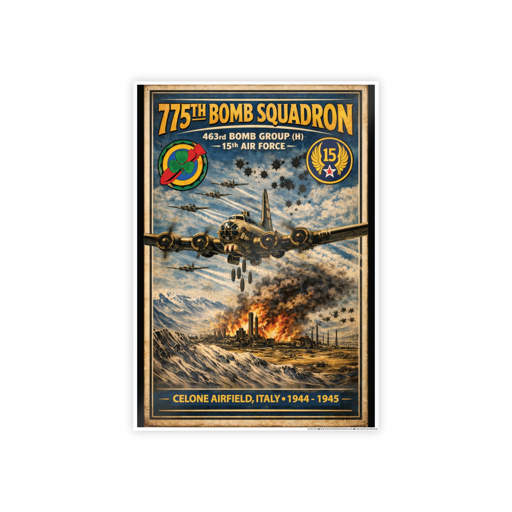 775th Bomb Squadron Vintage Air Force Tribute Poster Print - Gloss Poster - Celone Airfield