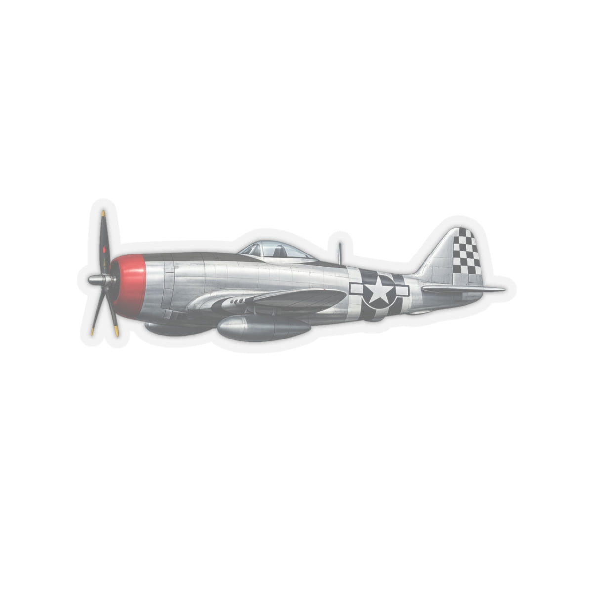 Kiss-Cut Stickers - WWII - Fighter Aircraft - P- 47 thunderbolt - Profile - Left