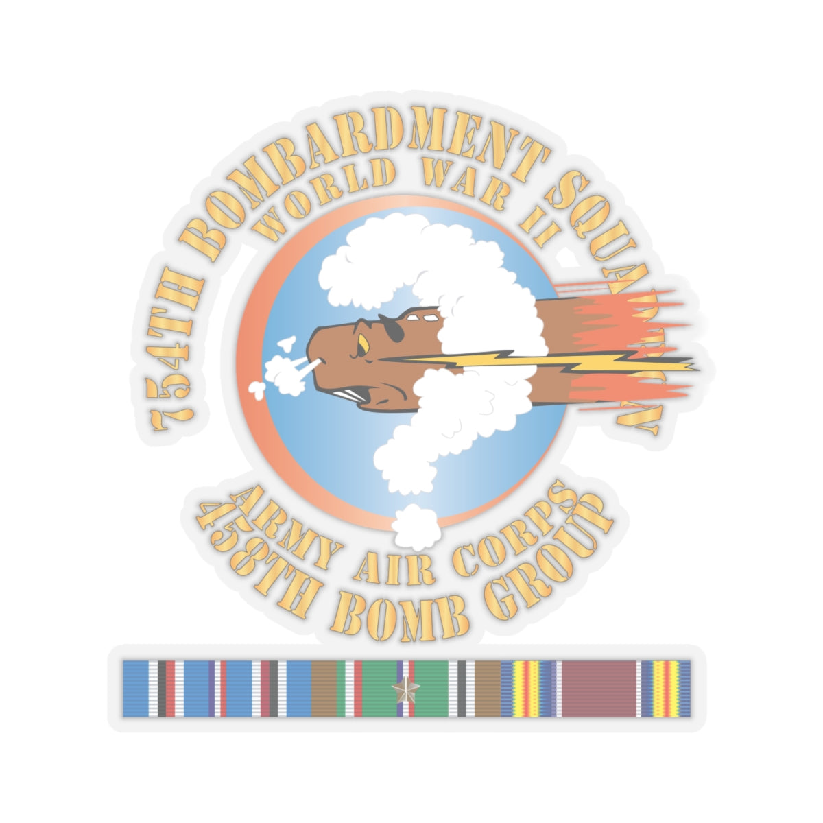 Kiss-Cut Stickers - AAC - 754th Bombardment Squadron - 458th Bomb Group - WWII w EUR SVC X 300