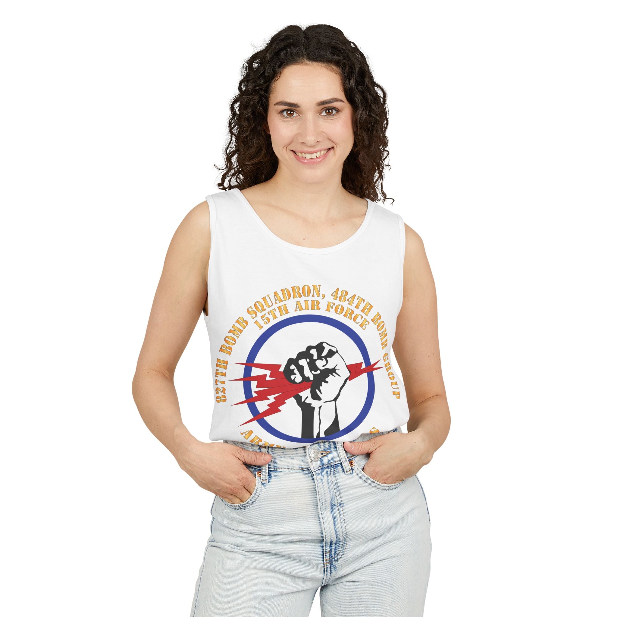 Unisex Garment-Dyed Tank Top - AAC - 827th Bomb Squadron, 484th Bomb Group - 15th AAF X 300