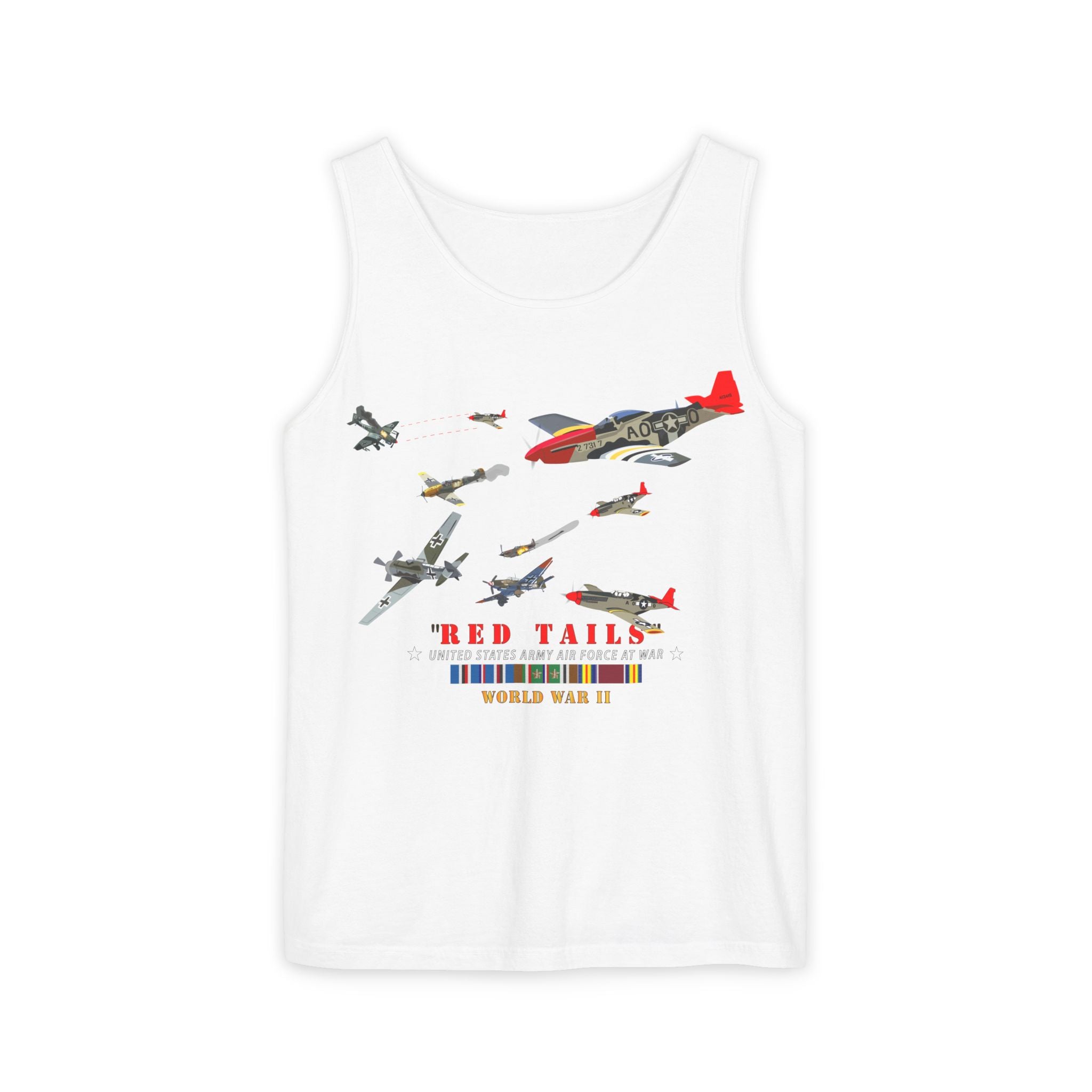 Unisex Garment-Dyed Tank Top - Army - AAC - 332nd Fighter Group - Red Tails - At War