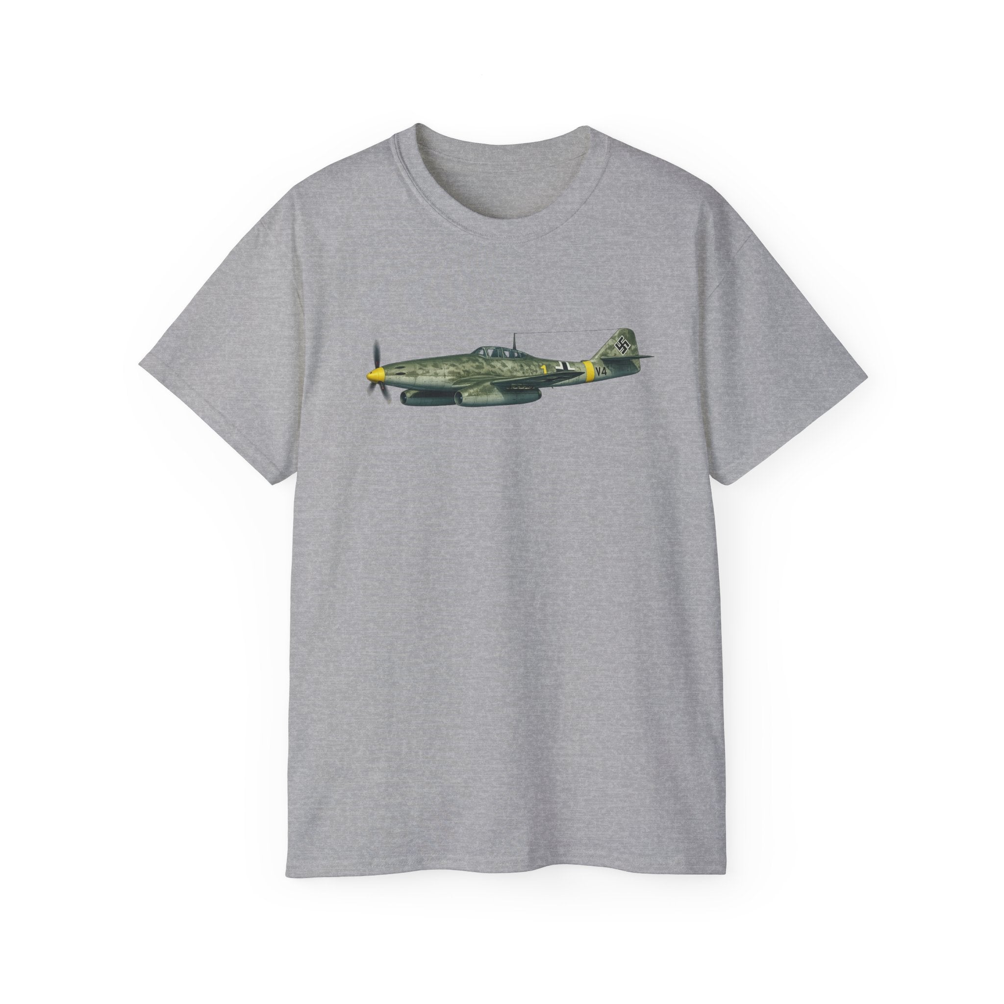Unisex Ultra Cotton Tee - WWII - Fighter Aircraft - Messerschmitt Me 262 - Profile - Left - In Flight