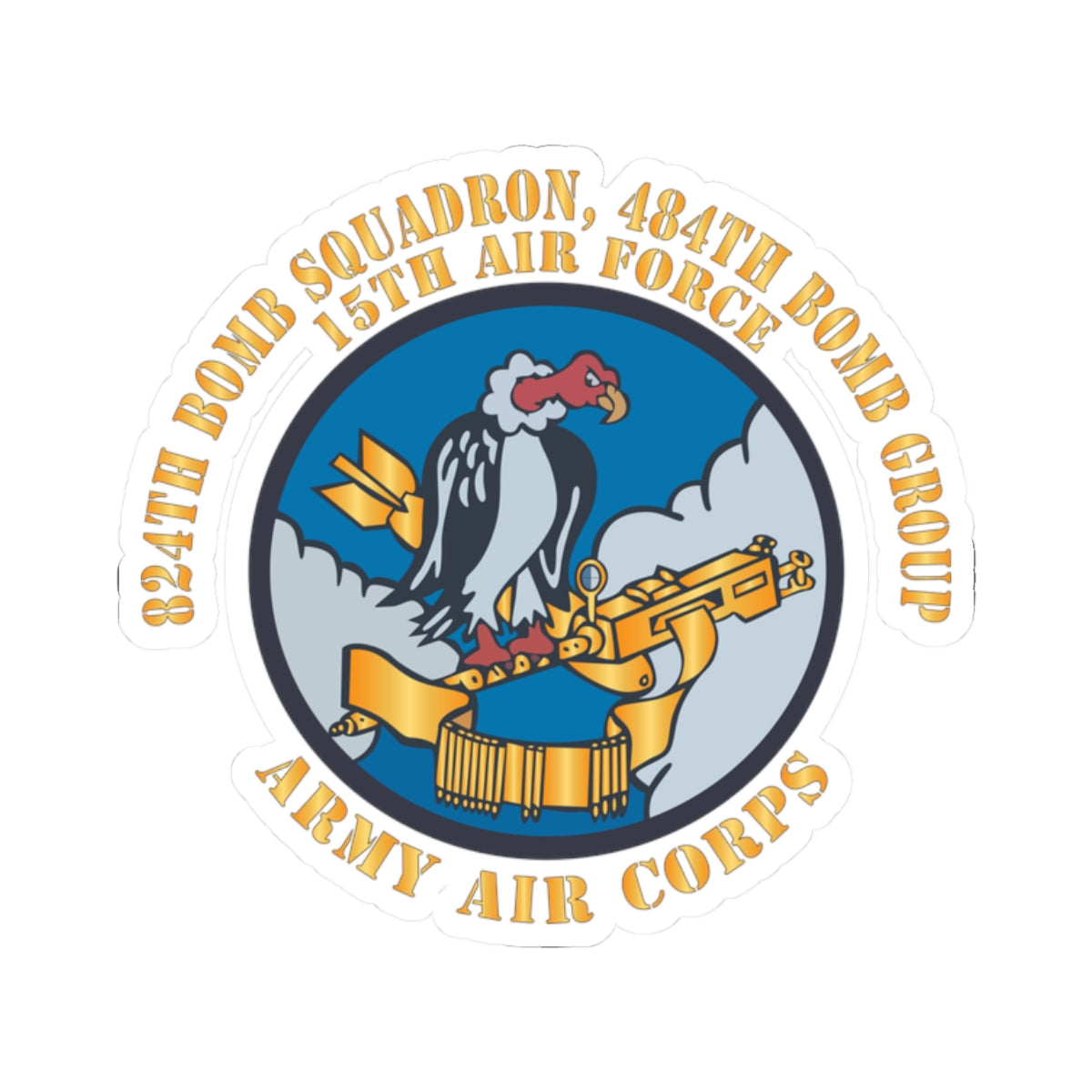 Kiss-Cut Stickers - AAC - 824th Bomb Squadron, 484th Bomb Group - 15th AAF X 300