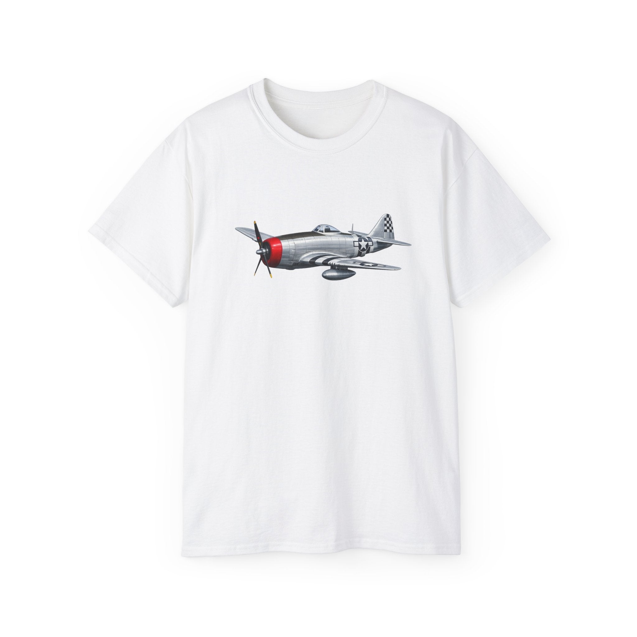 Unisex Ultra Cotton Tee - WWII - Fighter Aircraft - P- 47 thunderbolt - Profile - Three-Quarter Front