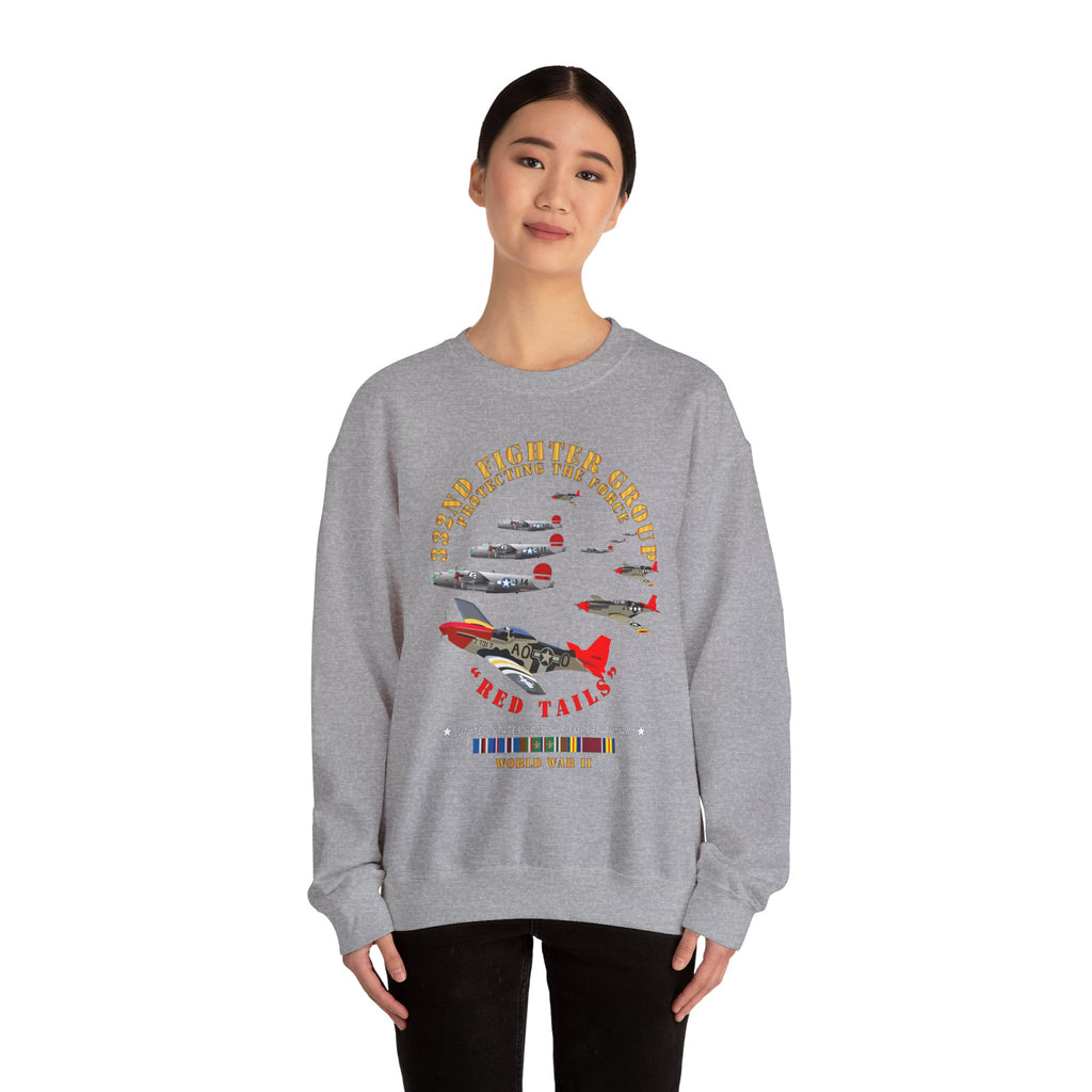 Crewneck Sweatshirt - Army - AAC - 332nd Fighter Group - Red Tails - Protect Force