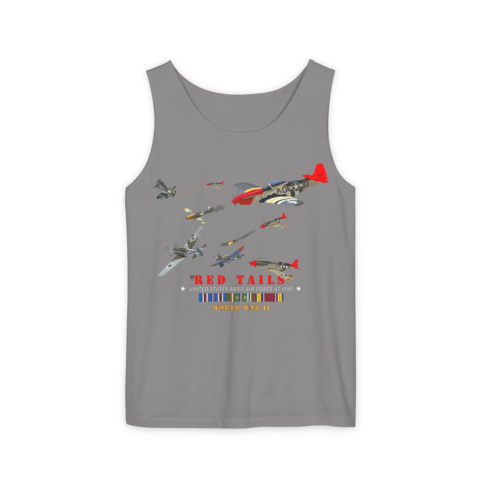 Unisex Garment-Dyed Tank Top - Army - AAC - 332nd Fighter Group - Red Tails - At War