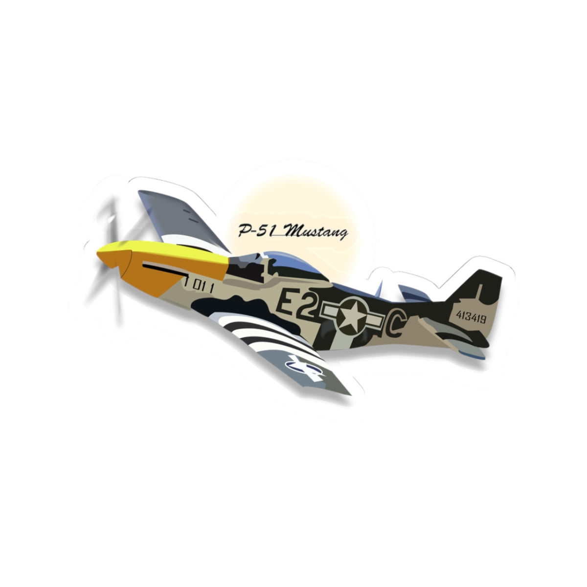 Kiss-Cut Stickers - Army Air Corps P-51 Mustang wo AAC X 300