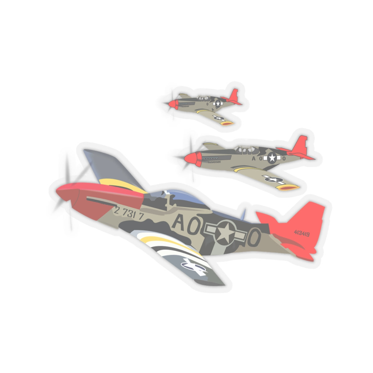 Kiss-Cut Stickers - Army - AAC - 332nd Fighter Group - 12th AF - Red Tails wo Txt
