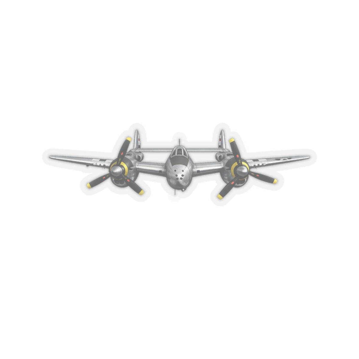 Kiss-Cut Stickers - WWII - Fighter Aircraft - P-38 Lightning - Profile - Head On