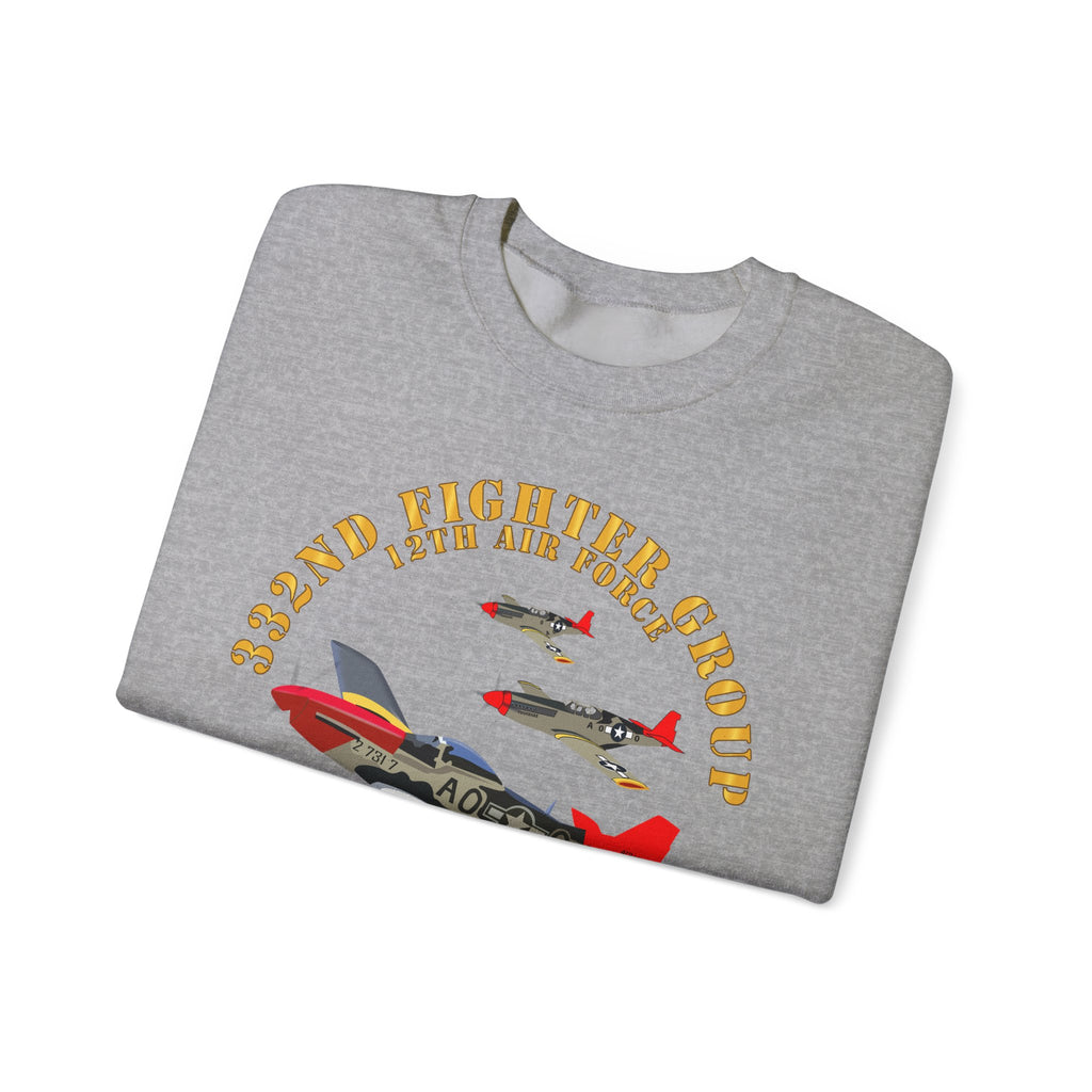 Crewneck Sweatshirt - Army - AAC - 332nd Fighter Group - 12th AF - Red Tails