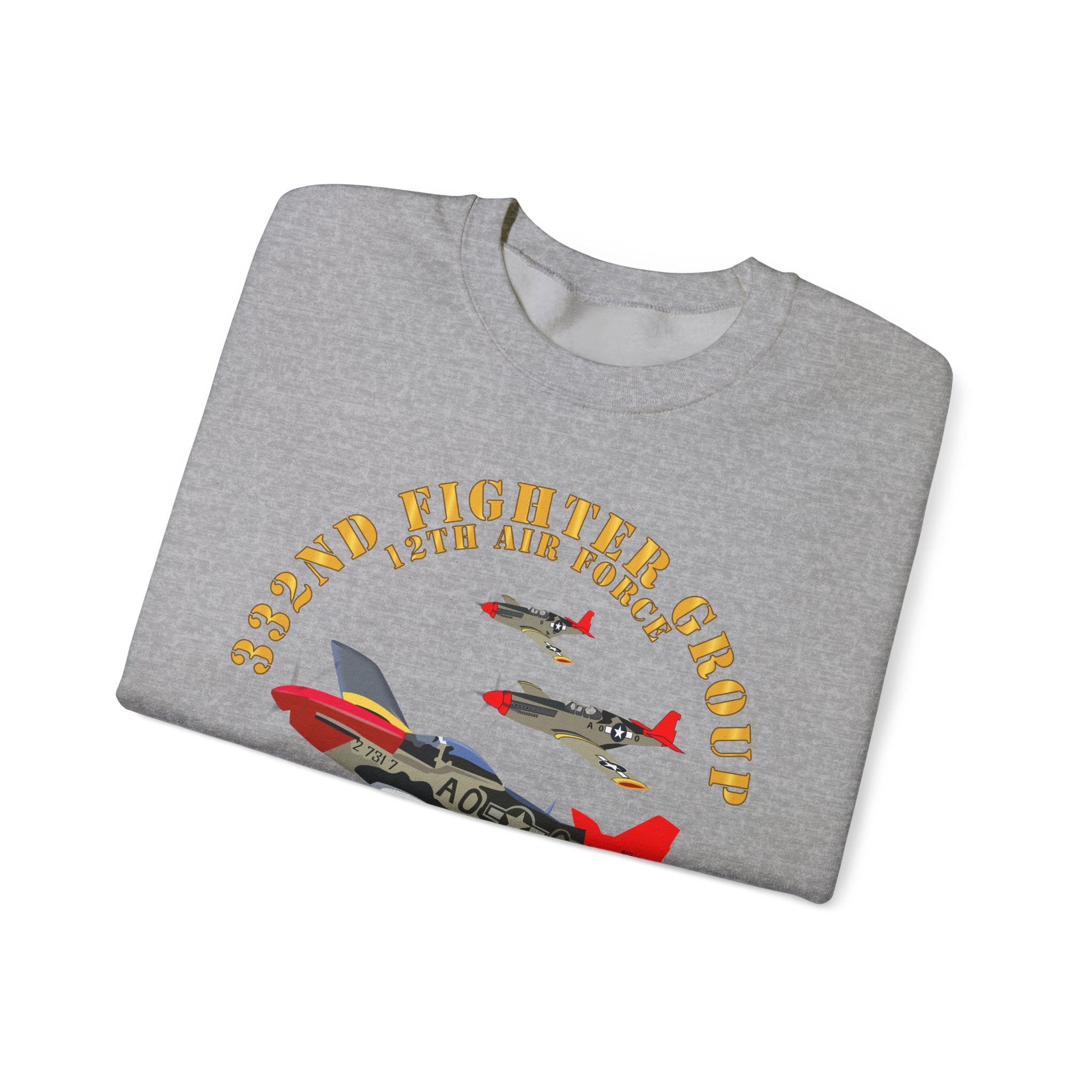 Crewneck Sweatshirt - Army - AAC - 332nd Fighter Group - 12th AF - Red Tails