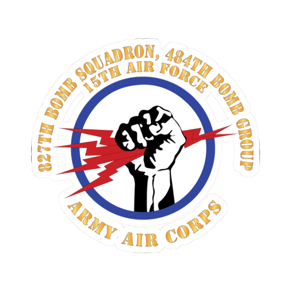 Kiss-Cut Stickers - AAC - 827th Bomb Squadron, 484th Bomb Group - 15th AAF X 300