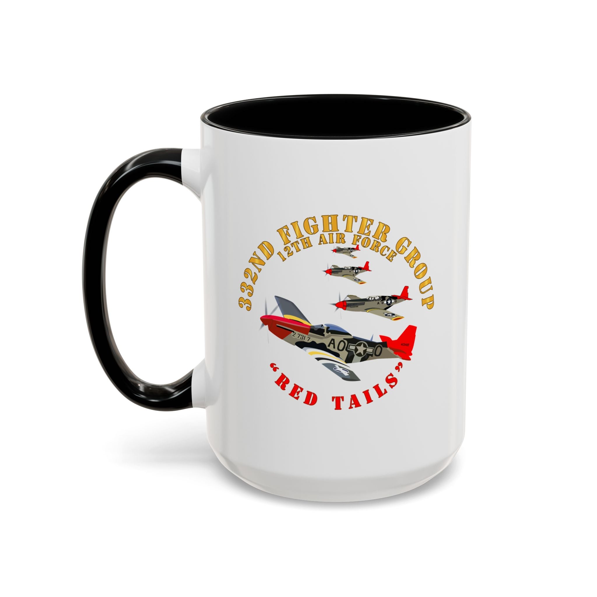 Accent Coffee Mug - Army - AAC - 332nd Fighter Group - 12th AF - Red Tails v1