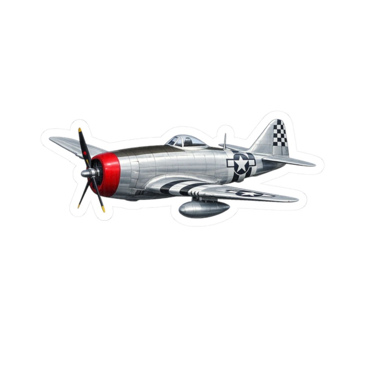 Kiss-Cut Stickers - WWII - Fighter Aircraft - P- 47 thunderbolt - Profile - Three-Quarter Front