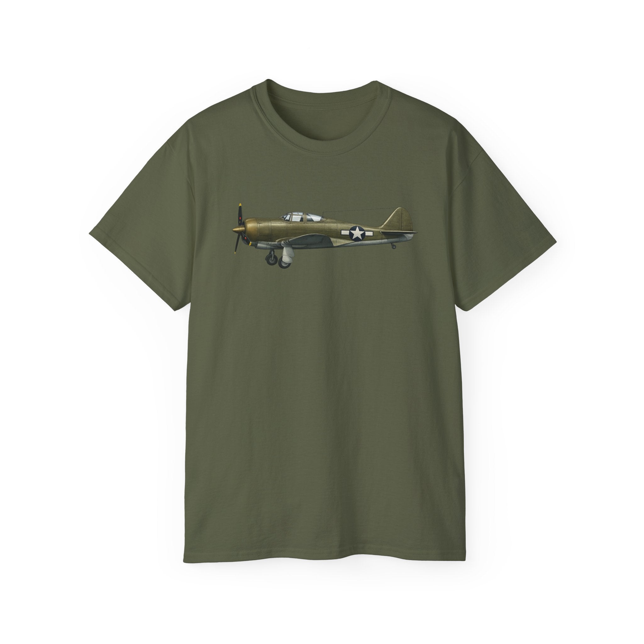 Unisex Ultra Cotton Tee - WWII - Fighter Aircraft - P-36 Hawk - Profile - Left