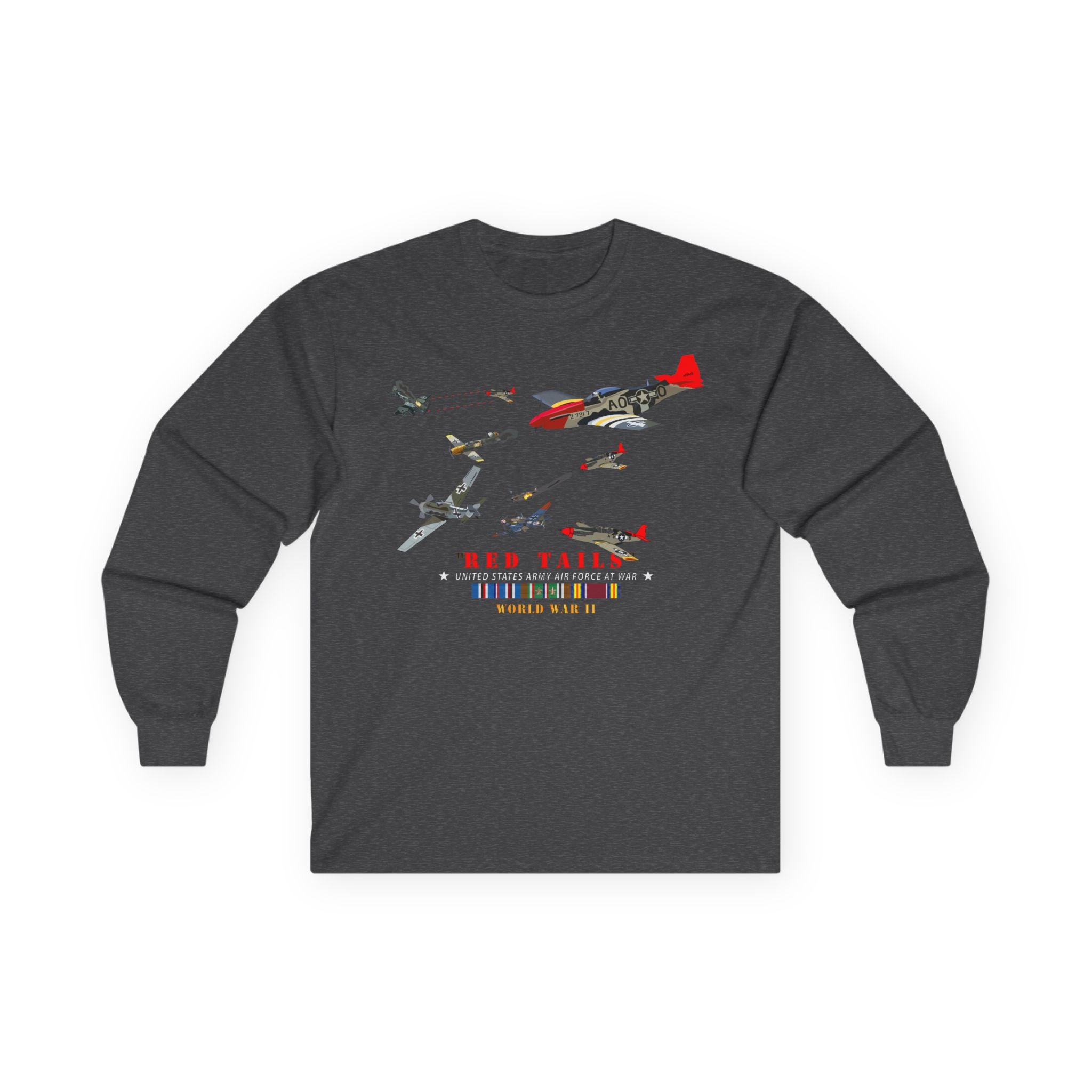 Unisex Long Sleeve Tee - Army - AAC - 332nd Fighter Group - Red Tails - At War