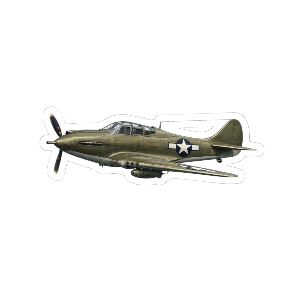 Kiss-Cut Stickers - WWII - Fighter Aircraft - P-39 Airacobra - Profile - Left