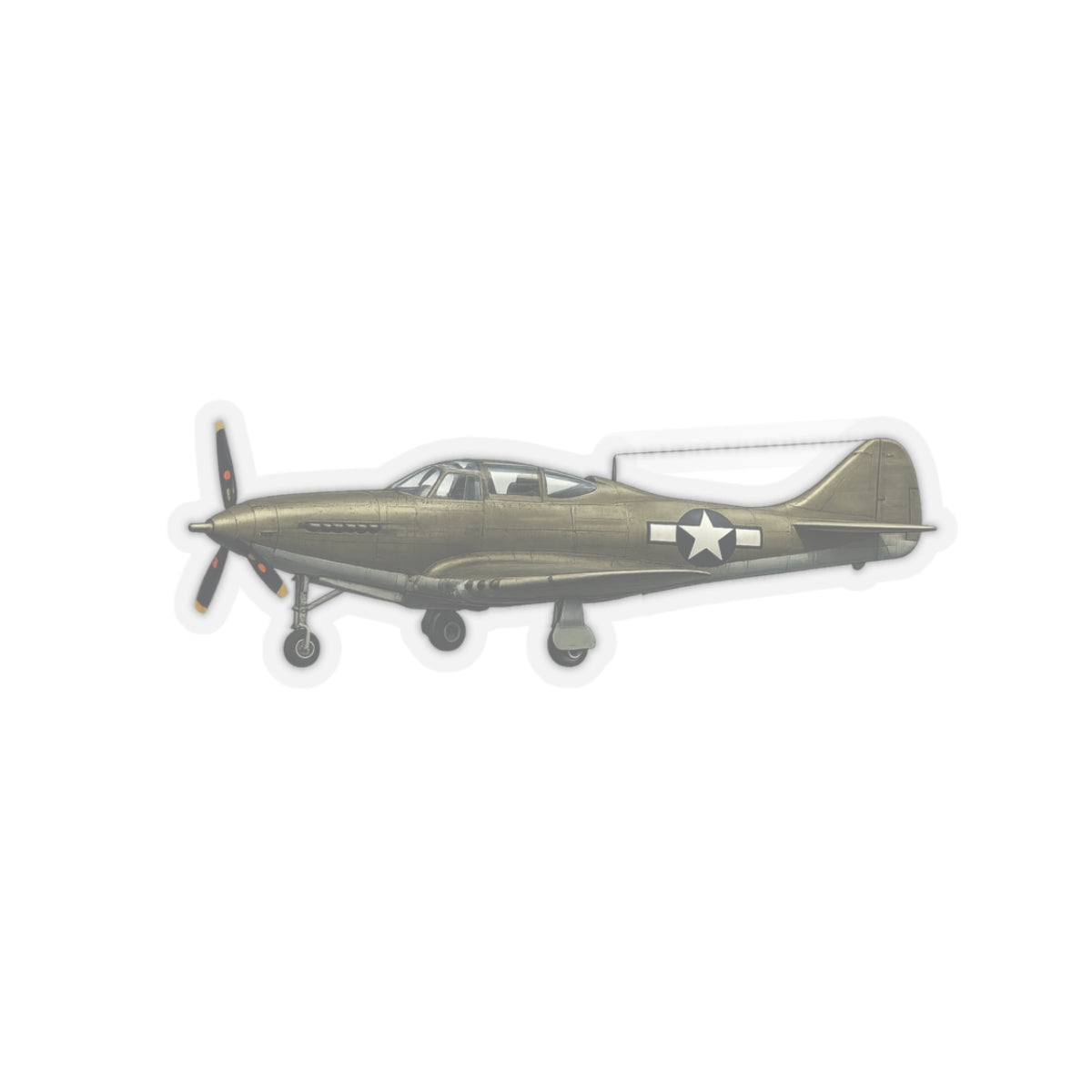 Kiss-Cut Stickers - WWII - Fighter Aircraft - P-63 Kingcobra - Profile - Left