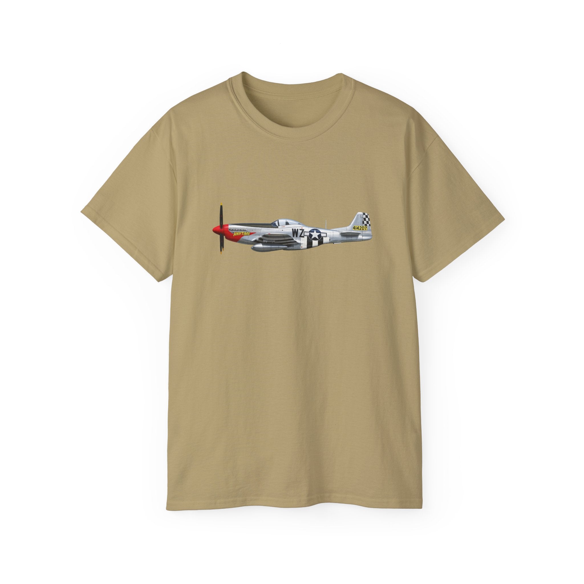 Unisex Ultra Cotton Tee - WWII - Fighter Aircraft - P- 51 Mustang - Profile - Left