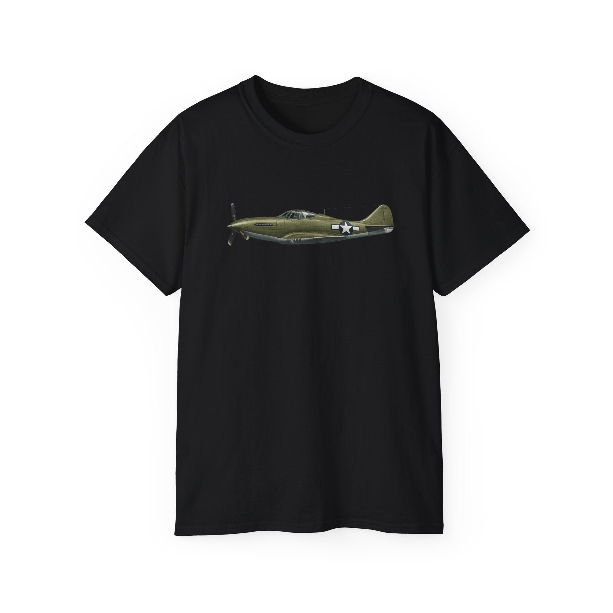 Unisex Ultra Cotton Tee - WWII - Fighter Aircraft - P-63 Kingcobra - Profile - Left - In-Flight