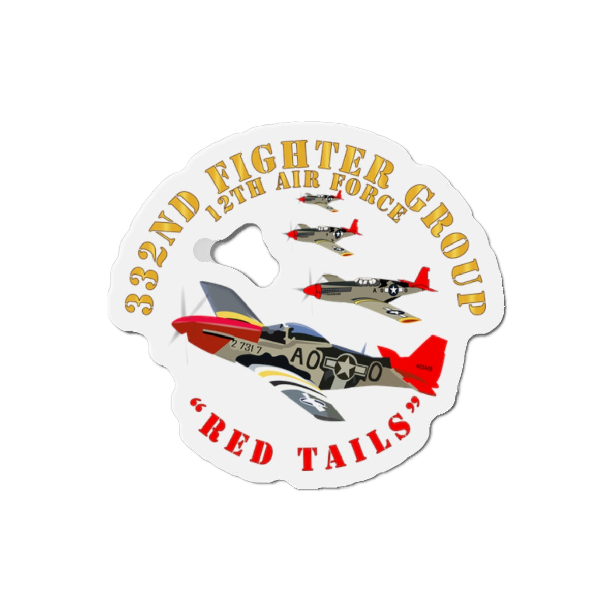 Die-Cut Magnets - Army - AAC - 332nd Fighter Group - 12th AF - Red Tails wo Txt