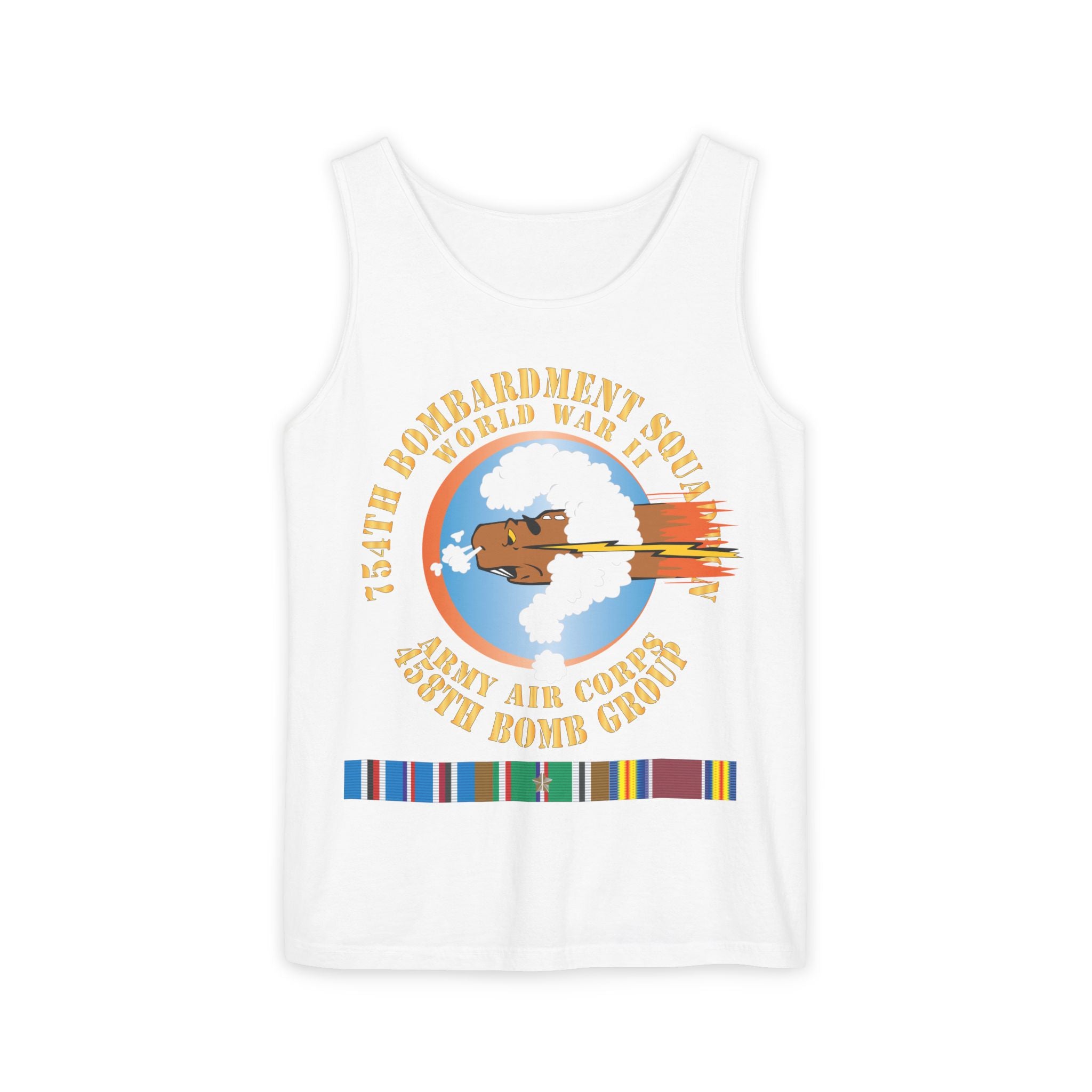 Unisex Garment-Dyed Tank Top - AAC - 754th Bombardment Squadron - 458th Bomb Group - WWII w EUR SVC X 300